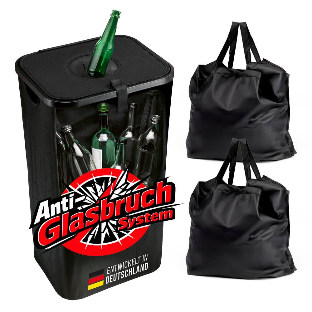 EASYmaxx Flaschensammler Pfandflaschen Sammelbehälter 100 Liter, Behälter für Leergut & Altglas (7 St), Anti-Glasbruch Flaschen Aufbewahrung, Flaschensammler für Küche & Co.