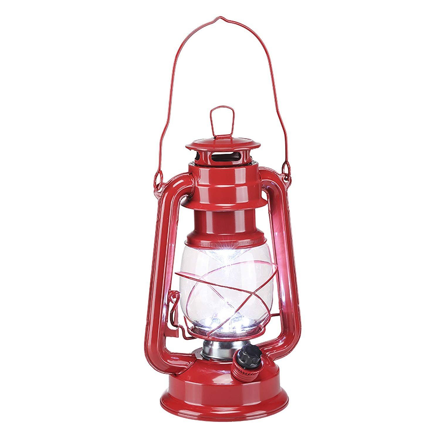 Spetebo LED Laterne LED Metall Sturmlaterne rot - 25 x 16 cm, LED, kaltweiß
