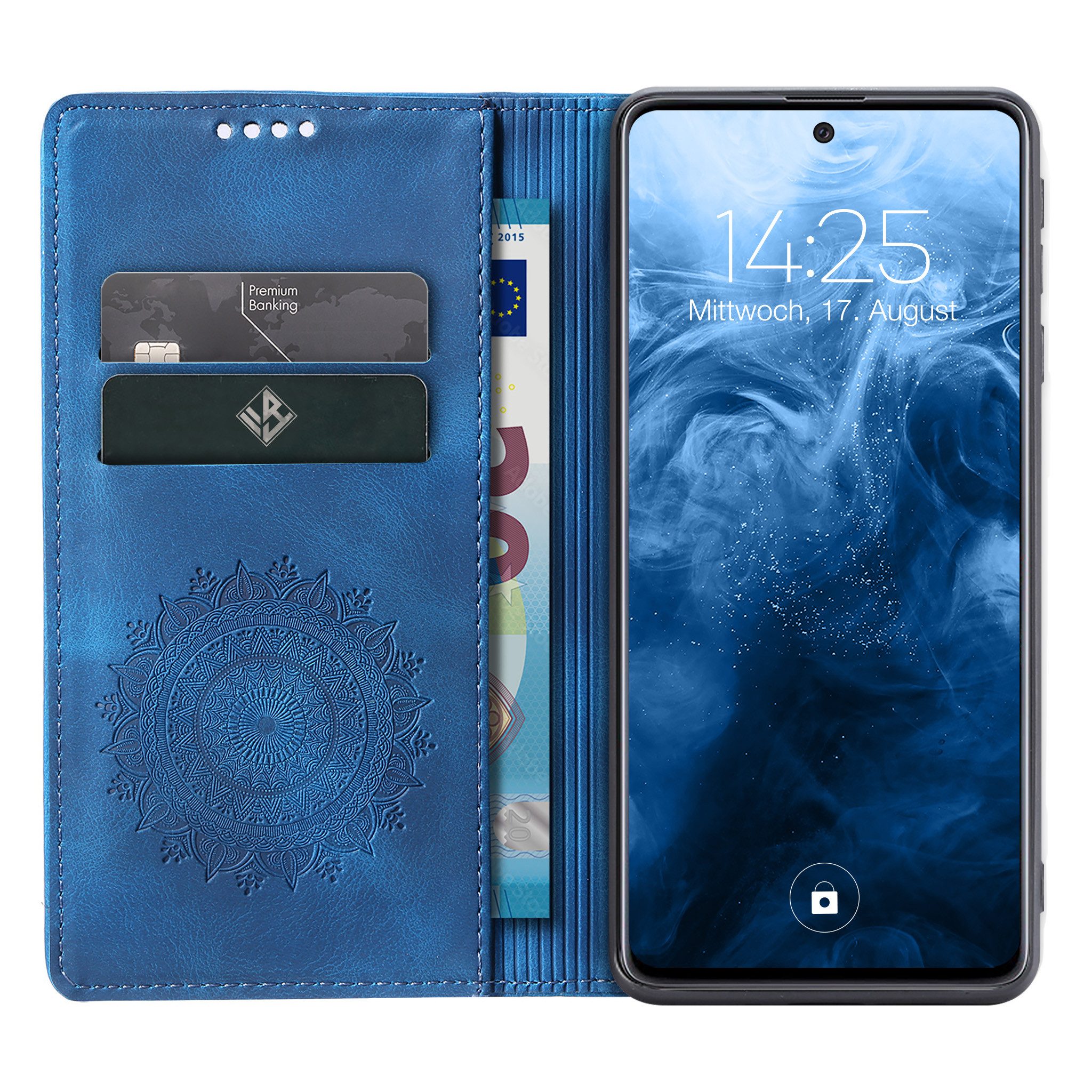 Tec-Expert Handyhülle Mandala Hülle Cover für Samsung Galaxy S22 Ultra 6.8 Zoll, 6.8", Klapphülle Case Tasche mit Kartenfächern und RFID Schutz