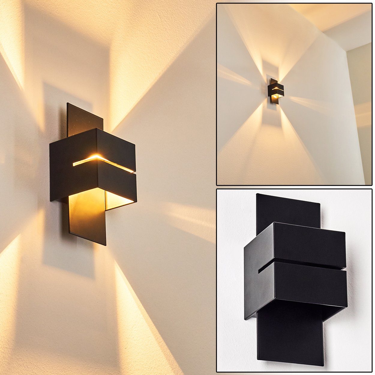 hofstein Wandleuchte »Reppia« Wandlampe aus Metall in Schwarz mit Schlitz, ohne Leuchtmittel, moderne mit Lichteffekt, 1xG9, Cube/Innen mit Up & Down-Effekt