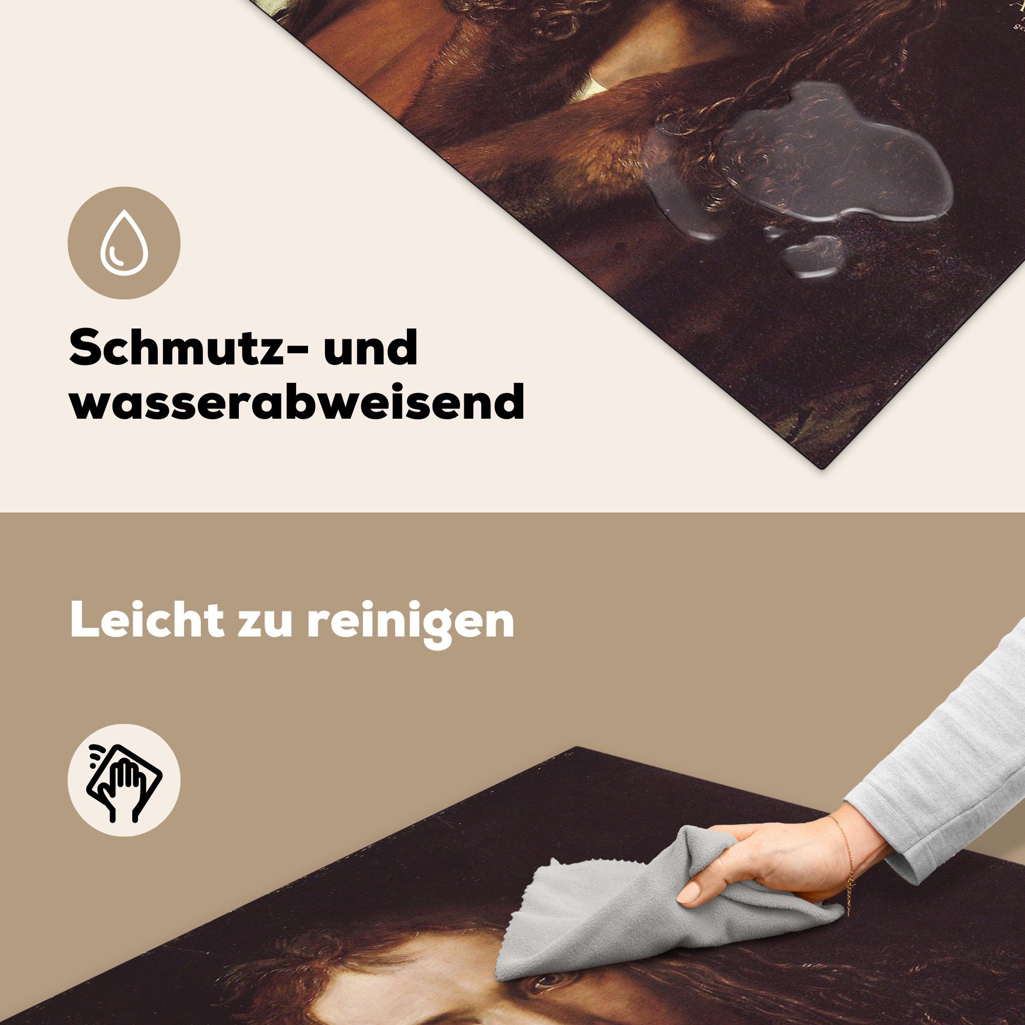 Selbstbildnis küche für Dürer, - Ceranfeldabdeckung, Arbeitsplatte Herdblende-/Abdeckplatte cm, tlg), Vinyl, MuchoWow (1 Albrecht 78x78