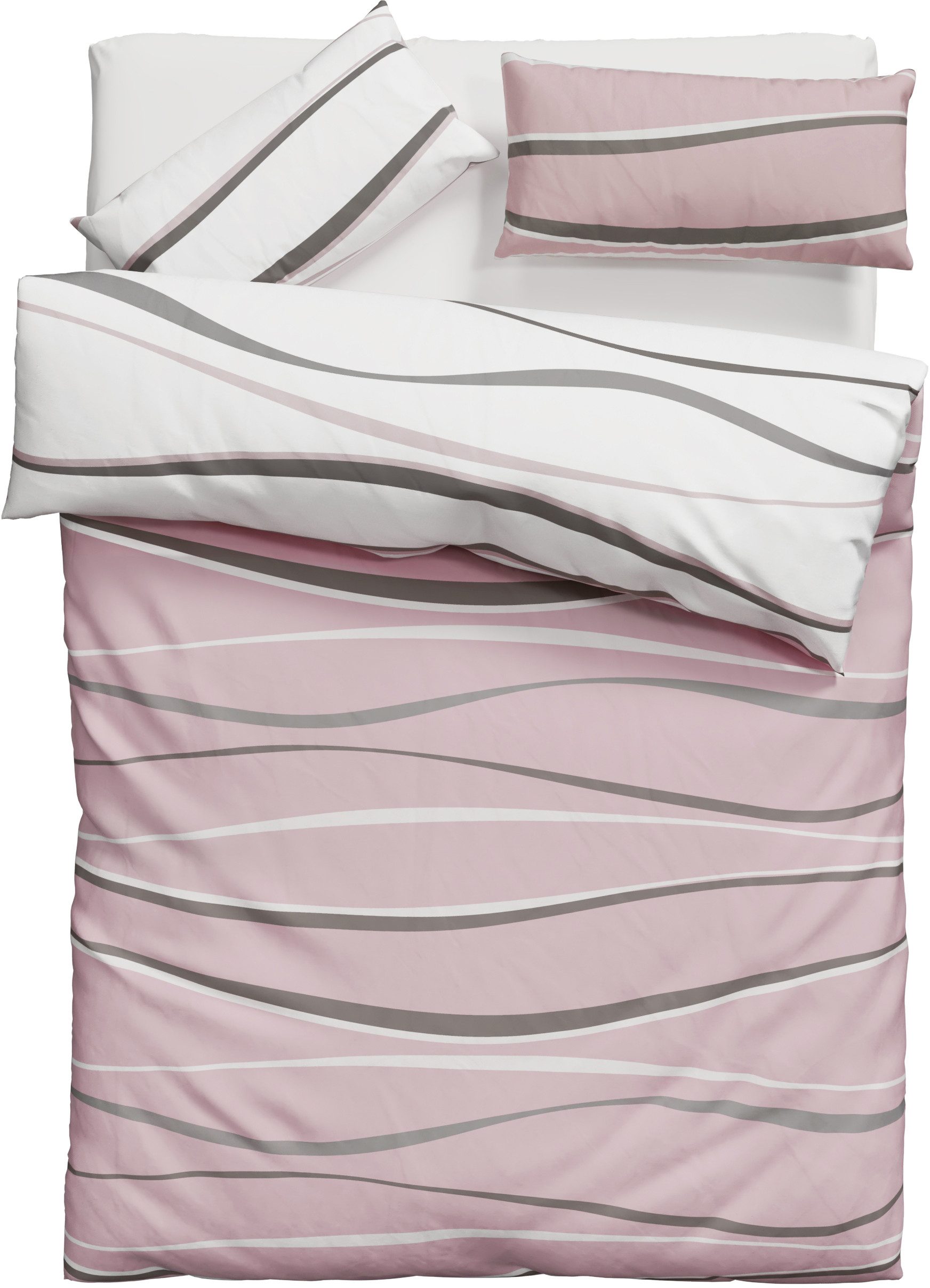 OTTO home Wendebettwäsche Alvara, Linon, 2 teilig, in Gr. 135x200 oder 155x220 cm, 100% Baumwolle, grafisches Motiv