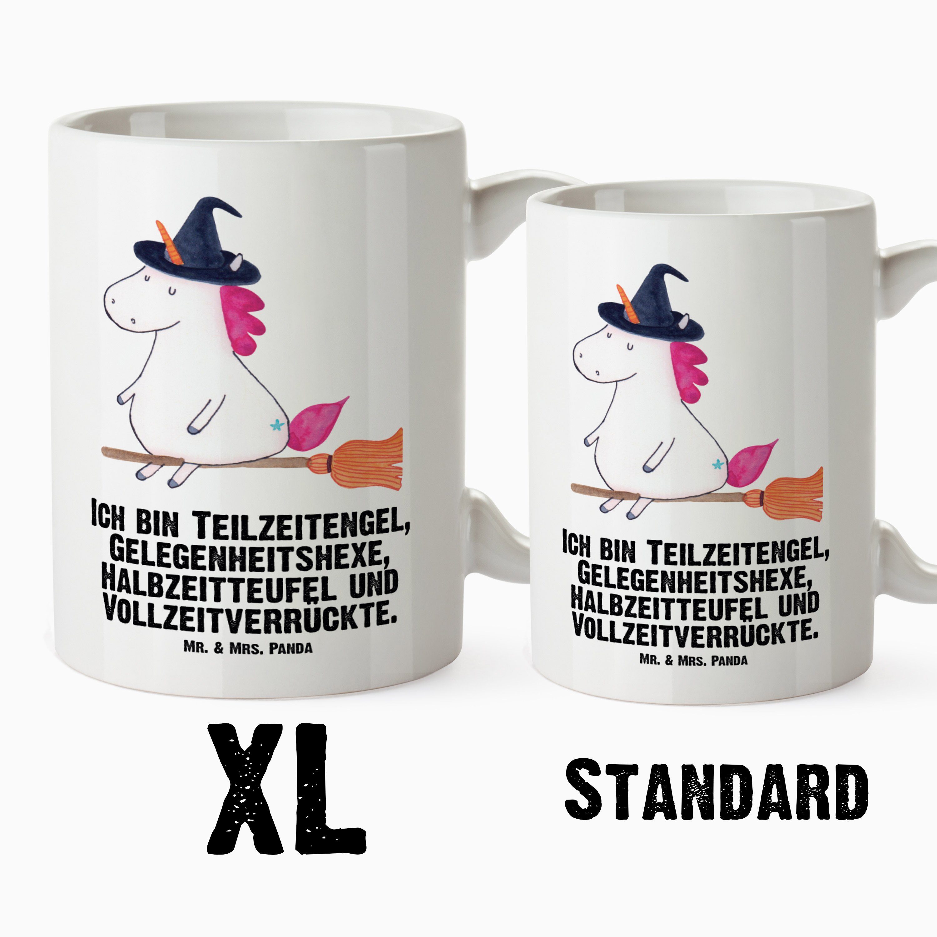 XL L, Panda Tasse Mrs. Geschenk, Groß, - Tasse Unicorn, Einhorn Mr. XL & Weiß Hexe Tasse, Verrückte, Keramik -