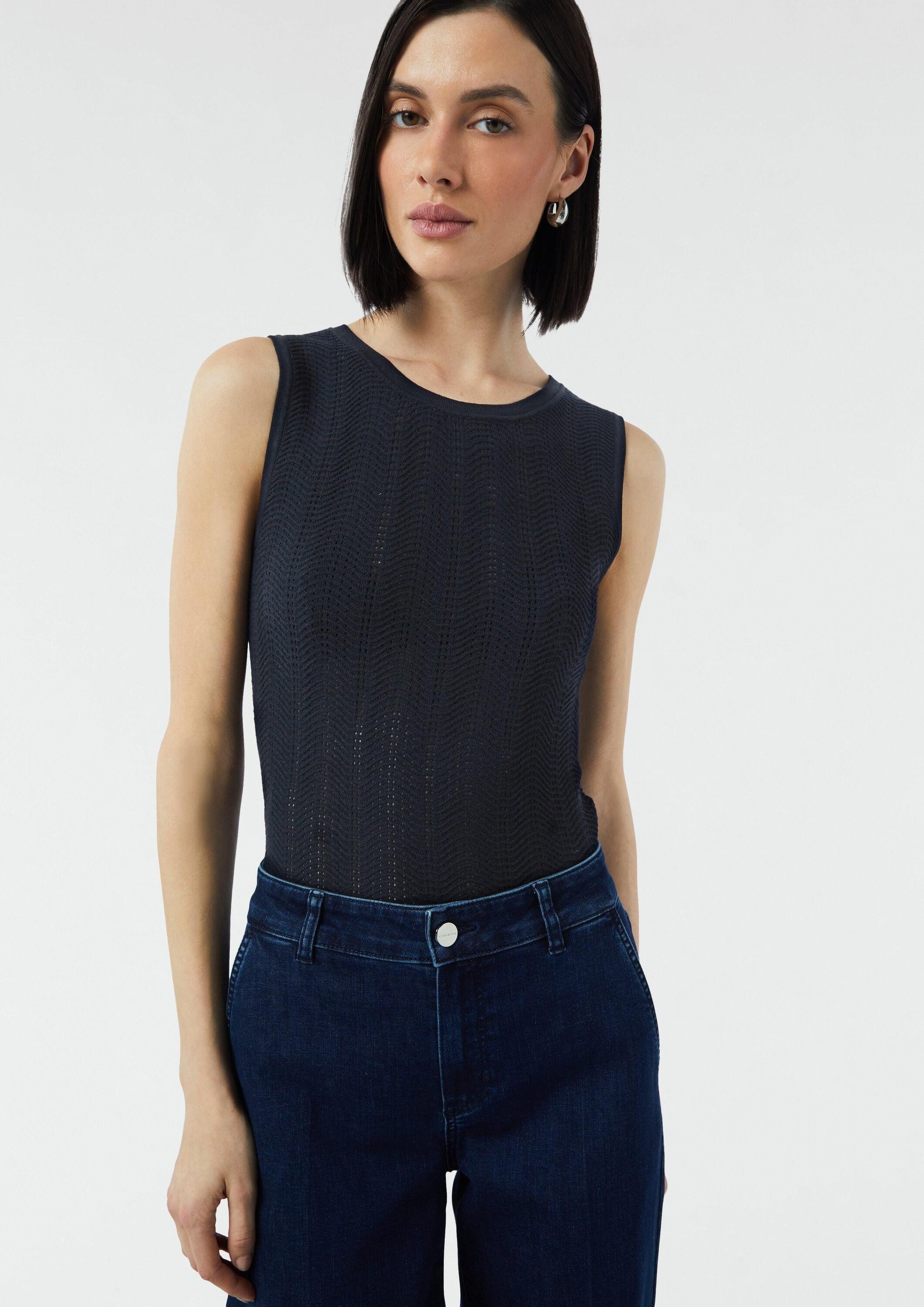 comma Rundhalspullover Strickpullunder Slim-Fit-Stricktop mit Strukturmuste günstig online kaufen