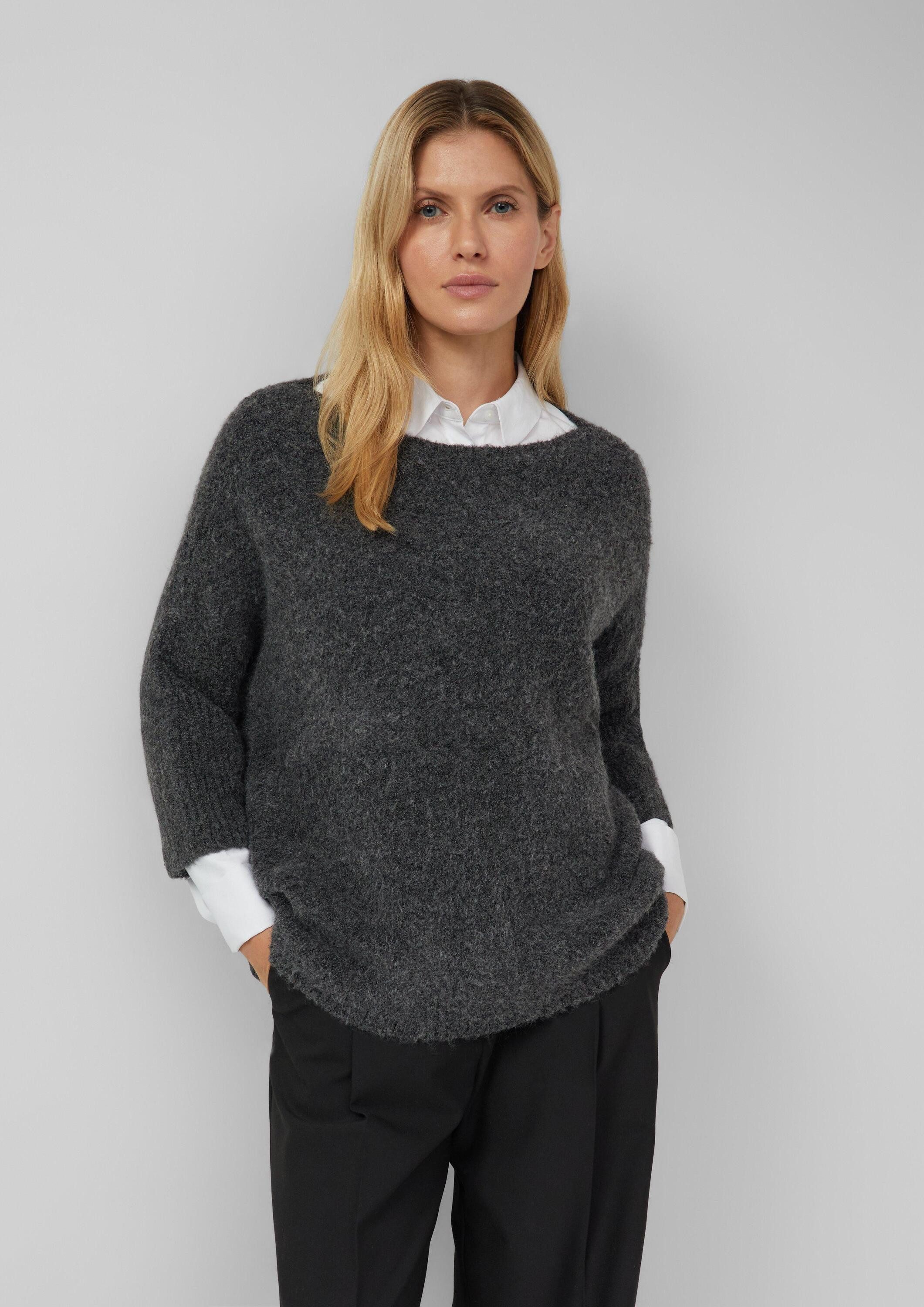 s.Oliver 3/4 Arm-Pullover Strickpullover Relaxed-Fit-Pullover aus Bouclé-Strick