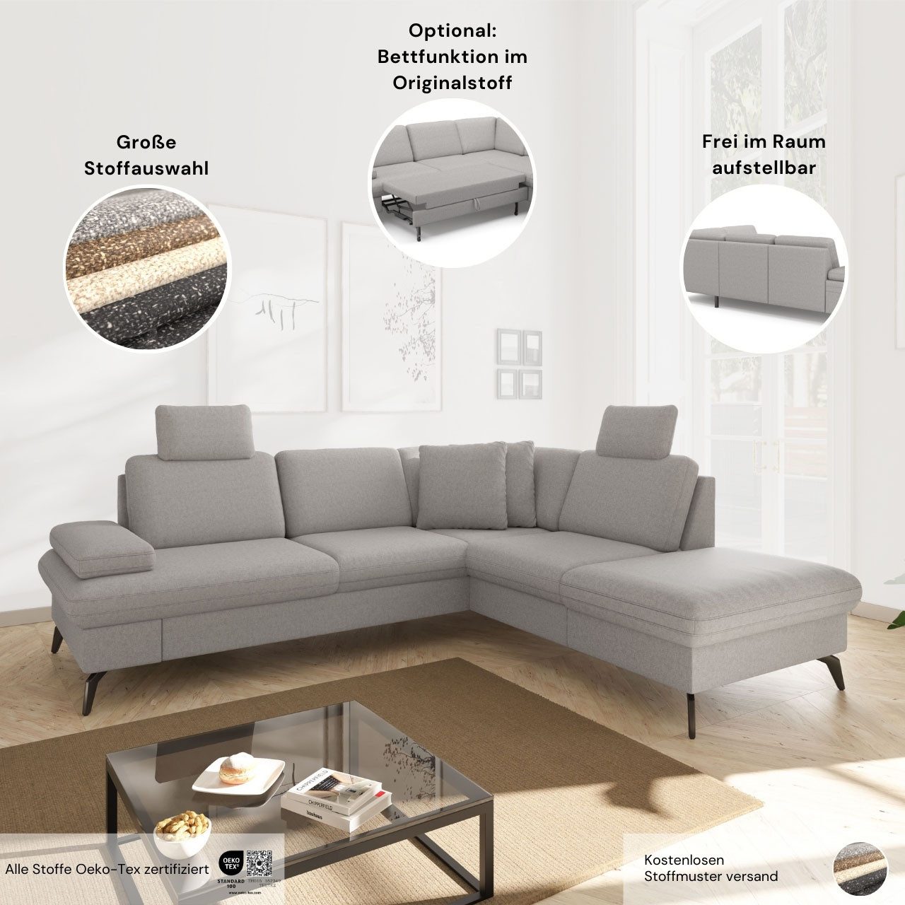sit&more Wohnlandschaft Morris Jubi U-Form, B: 300 cm, mit Armteilfunktion & 1 Zierkissen, optional Bettfunktion