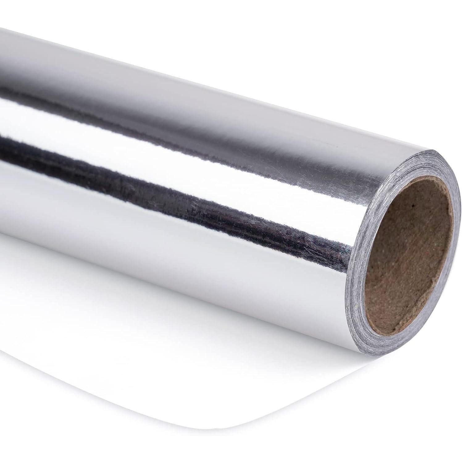 LuxusKollektion Geschenkpapier Geschenkpapier Rolle 44cm 10m Hochzeit Geburtstag Silber Metallic