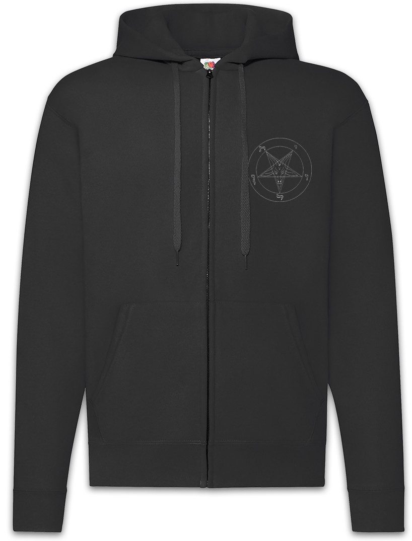 Sweatjacke Sigil Of Baphomet Zipper Hoodie Aleister Pentagram Religion 666 Satan