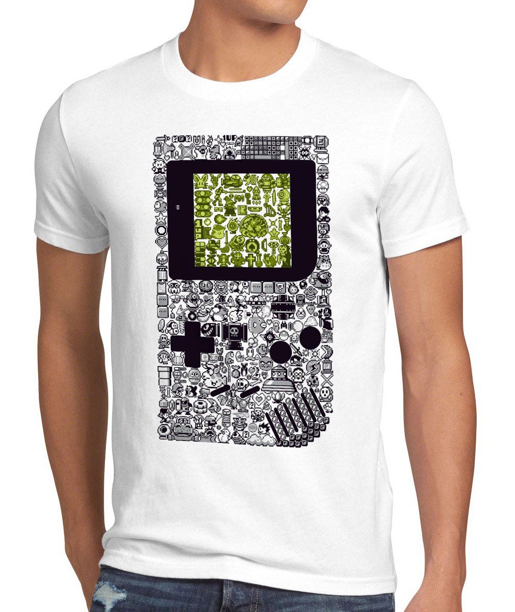 Herren gaming weiß retro color T-Shirt Print-Shirt classic 8Bit nes luigi yoshi style3 boy n64 switch Gamer T-Shirt wii