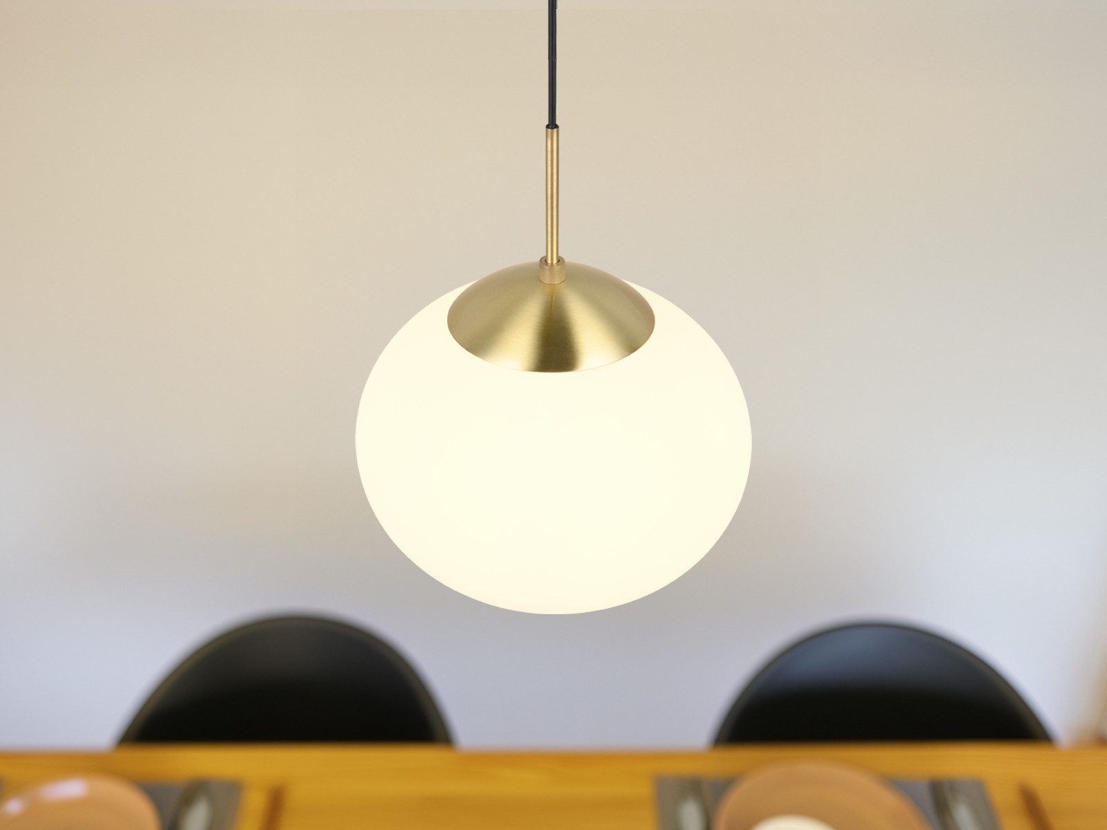 TRIO Leuchten LED Pendelleuchte, Dimmfunktion, LED wechselbar, Warmweiß, klein-e Glas-kugel Lampe über-n Esstisch & Couchtisch hängend Ø 30cm