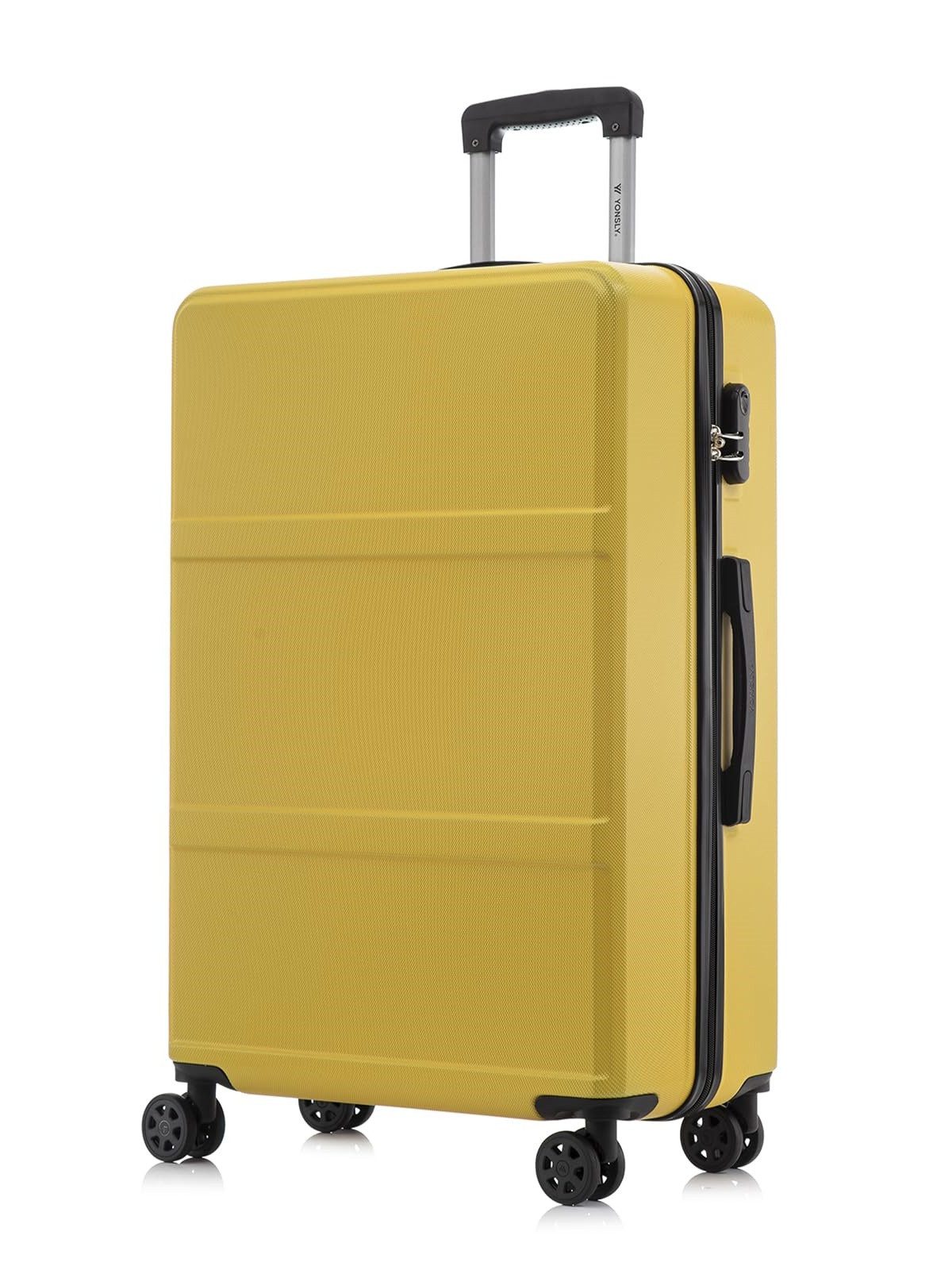 YONSLY Handgepäckkoffer Hartschalen-Reisekoffer Trolley Rollkoffer für Reisen von S bis XL, 4 Rollen, aus ABS und Aluminium, mit Zahlenschloss und weichem Gummigriff