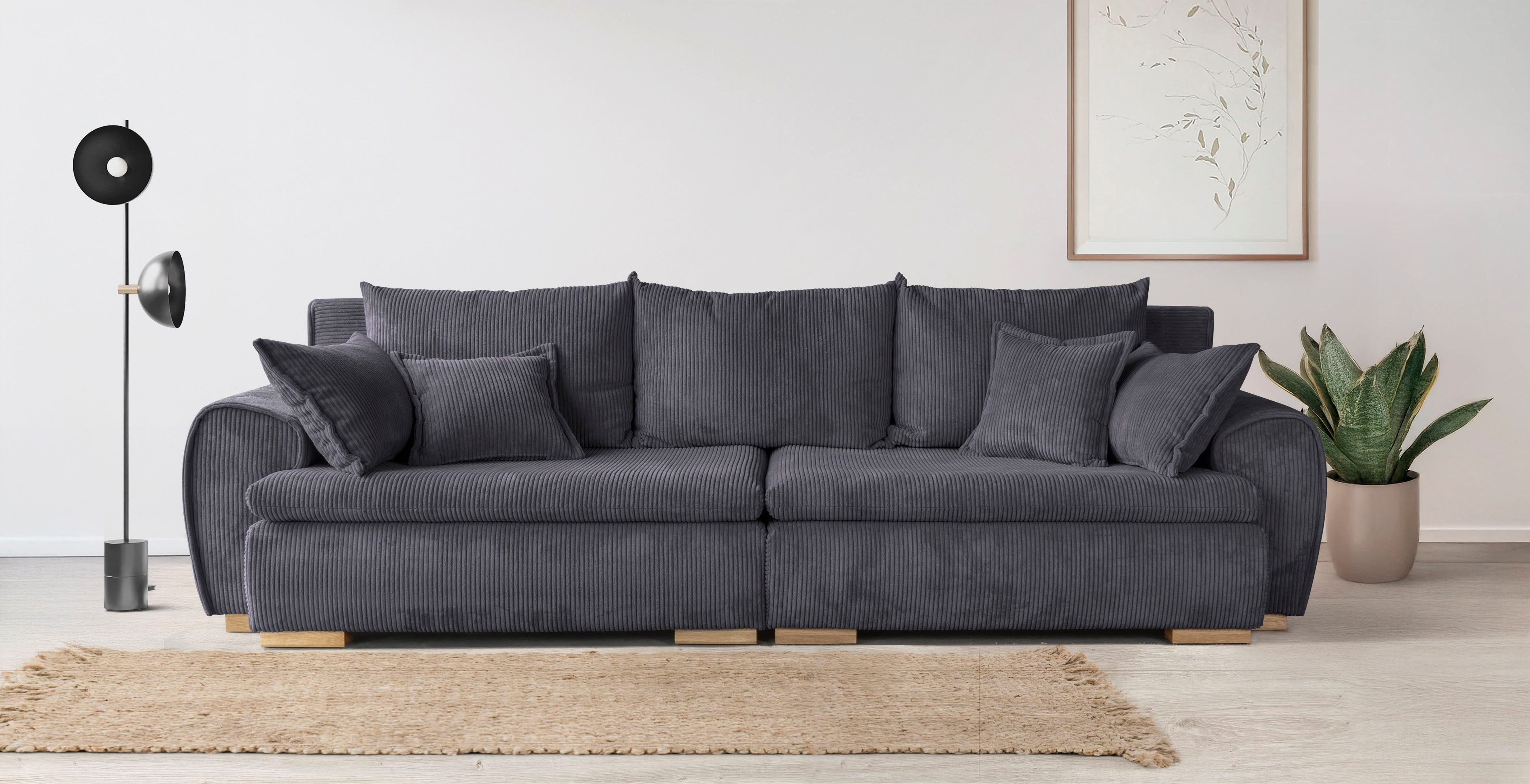 Home affaire Big-Sofa "Katja, B: 275 cm" Mega-Sofa mit 4 Zierkissen günstig online kaufen