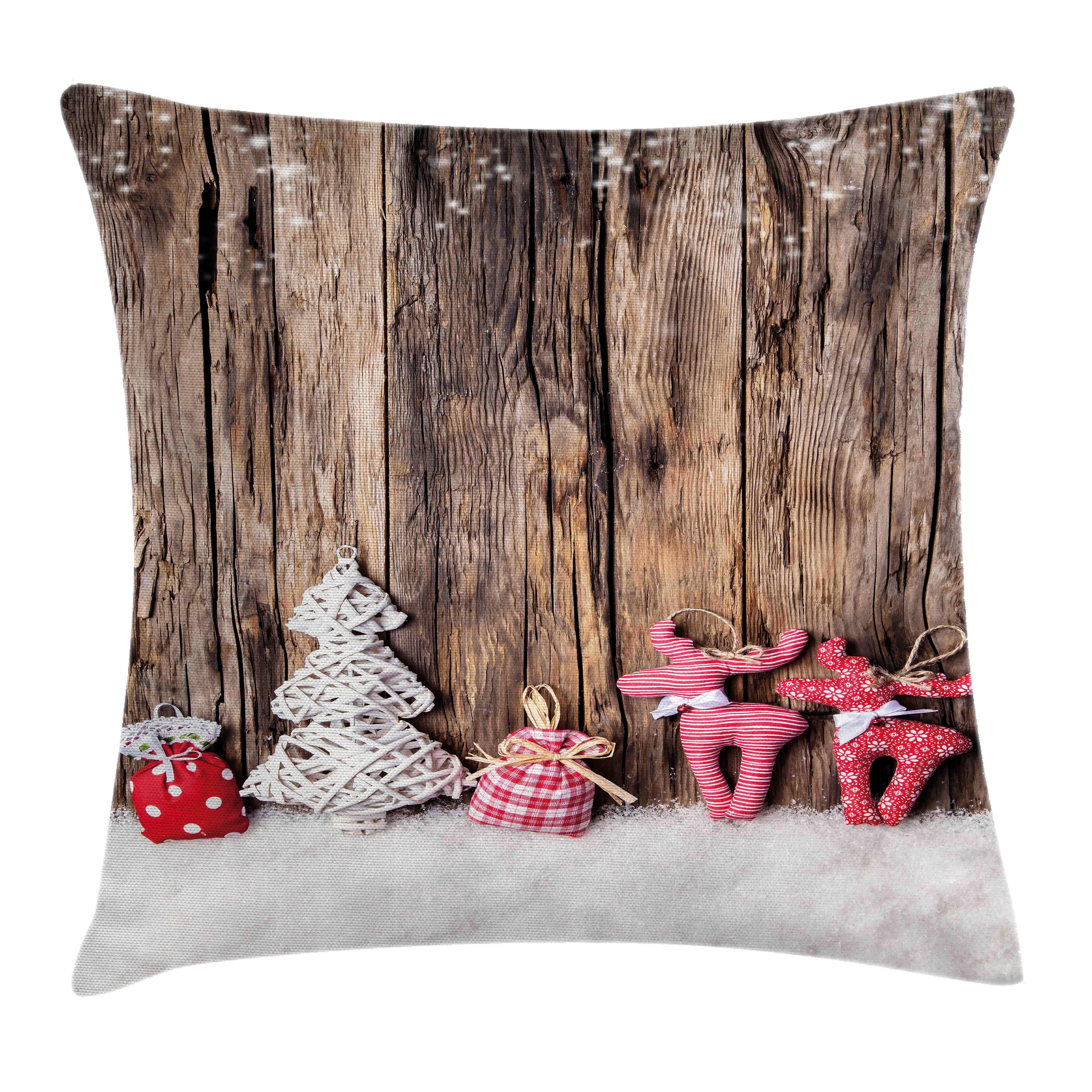Kissenbezüge Reißverschluss Kissenhülle mit Farbfesten Farben Beidseitiger Druck, Abakuhaus (1 Stück), Winter traditionelle Weihnachten