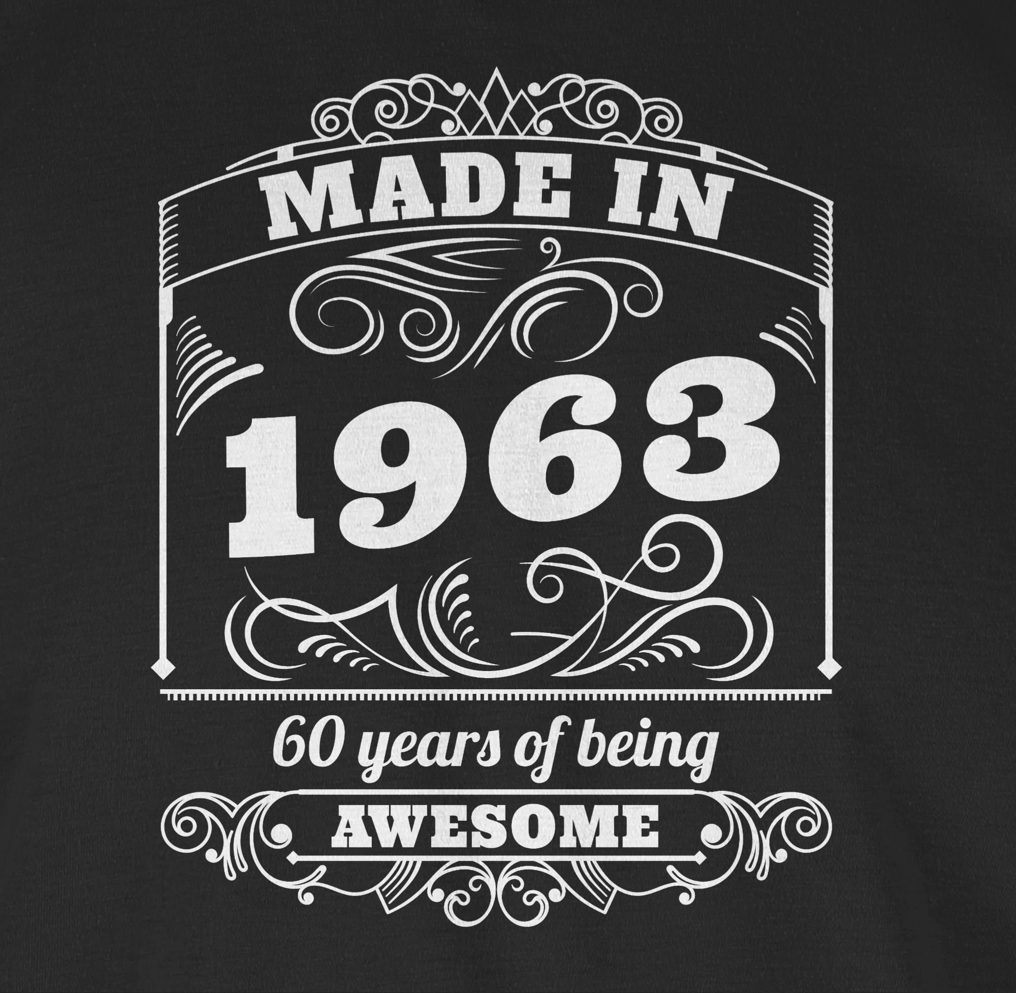 1 1963 Geburtstag of Schwarz T-Shirt 60. Made being in Sixty Shirtracer awesome years