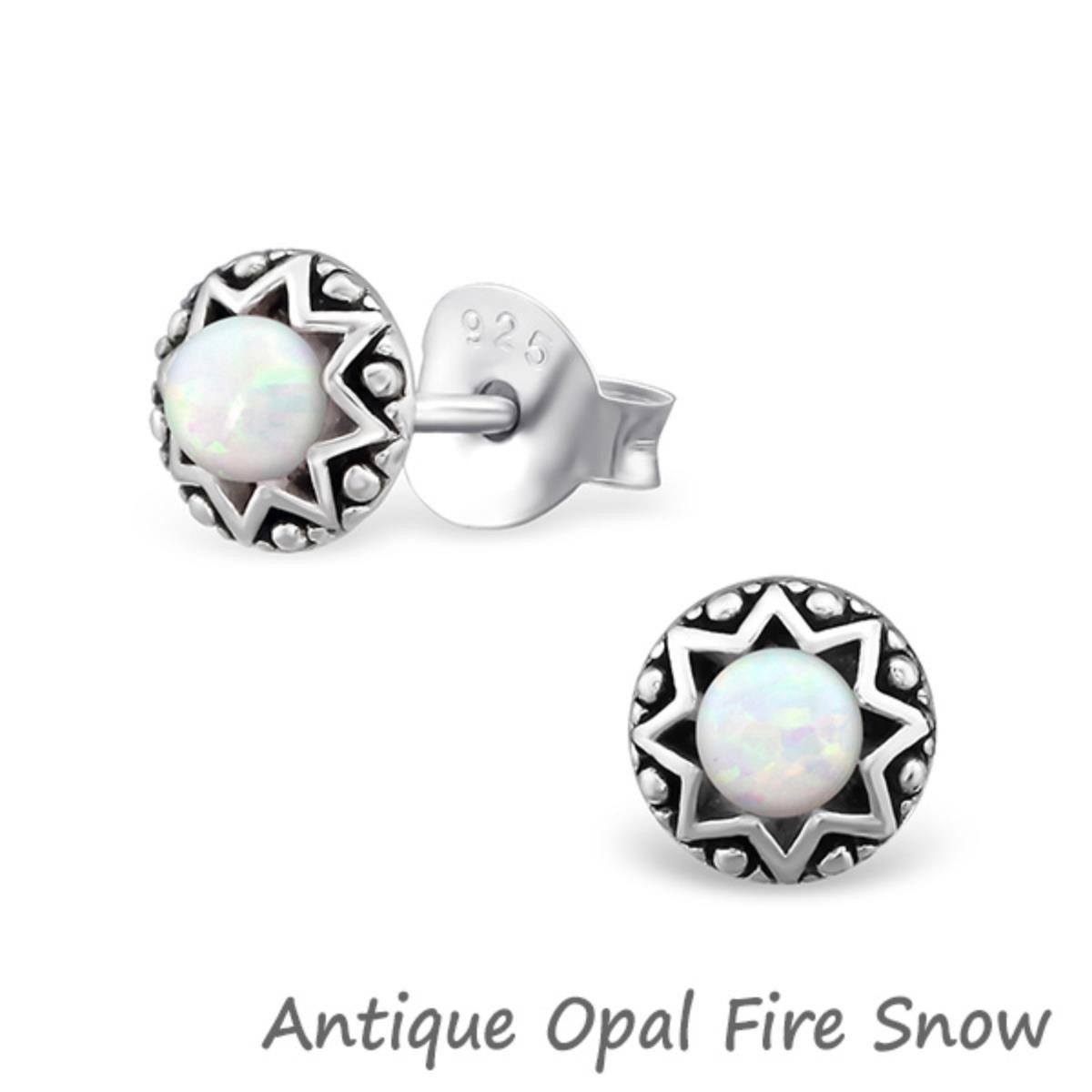 Paar Ohrstecker Opal Ohrringe: Silber Ohrstecker mit Opal Imitat