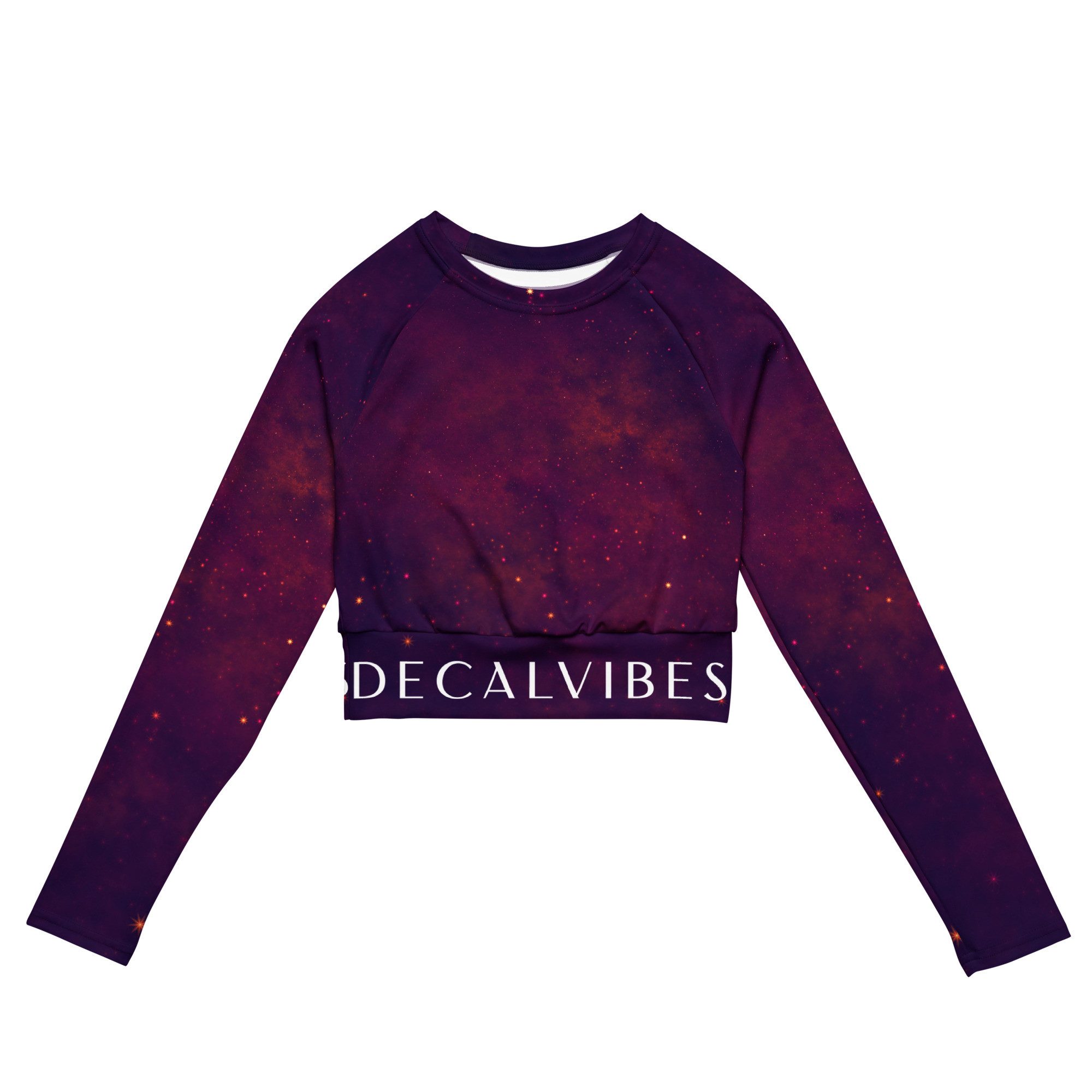 DECALVIBES Crop-Top Crop Top mit langen Ärmeln Ultimate Purple Inferno UPF 50+, lange Raglanärmel, Crop-Schnitt, recyceltes Material