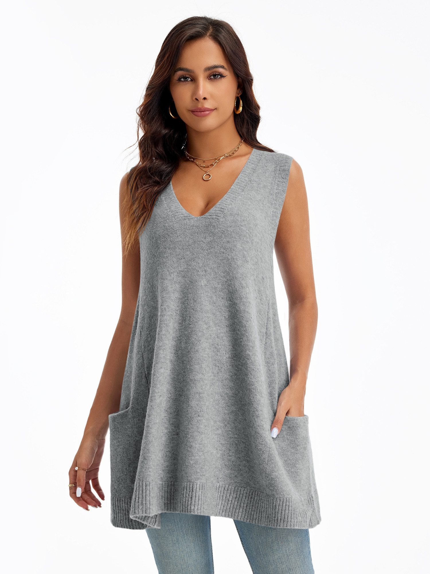 Imily Bela Pullunder Damen Ärmelloser Pullover mit V-Ausschnitt (Packung, 1 günstig online kaufen