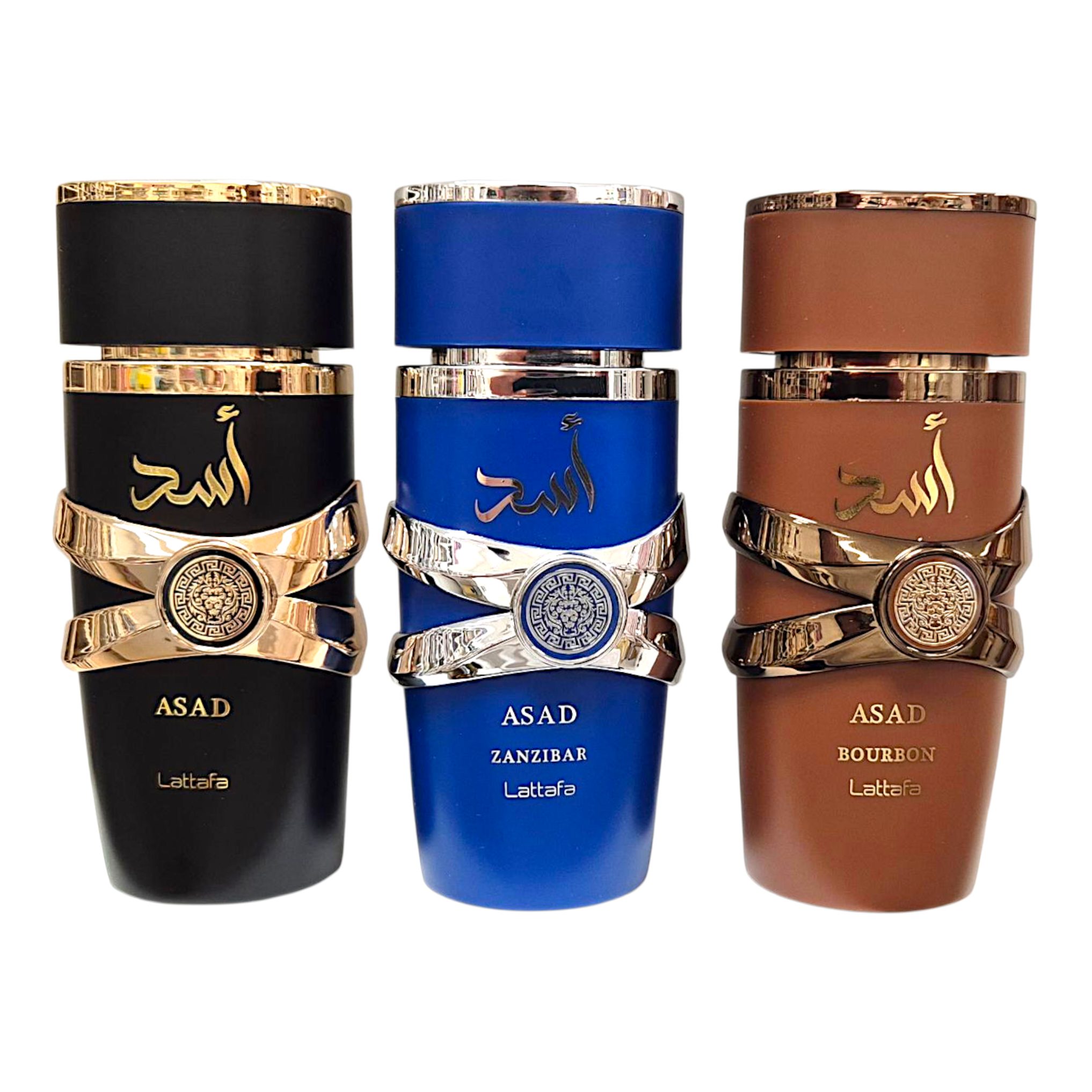 Lattafa Duft-Set Asad, Zanzibar, Asad Bourbon EDP 100 ml + Parfümzerstäuber (leer) Set
