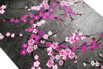 Teppich Designer Teppich Moderner Teppich Wohnzimmer Teppich Blumenmuster Grau Lila Pink Weiss Rosa, Teppich-Traum, rechteckig, Höhe: 13 mm