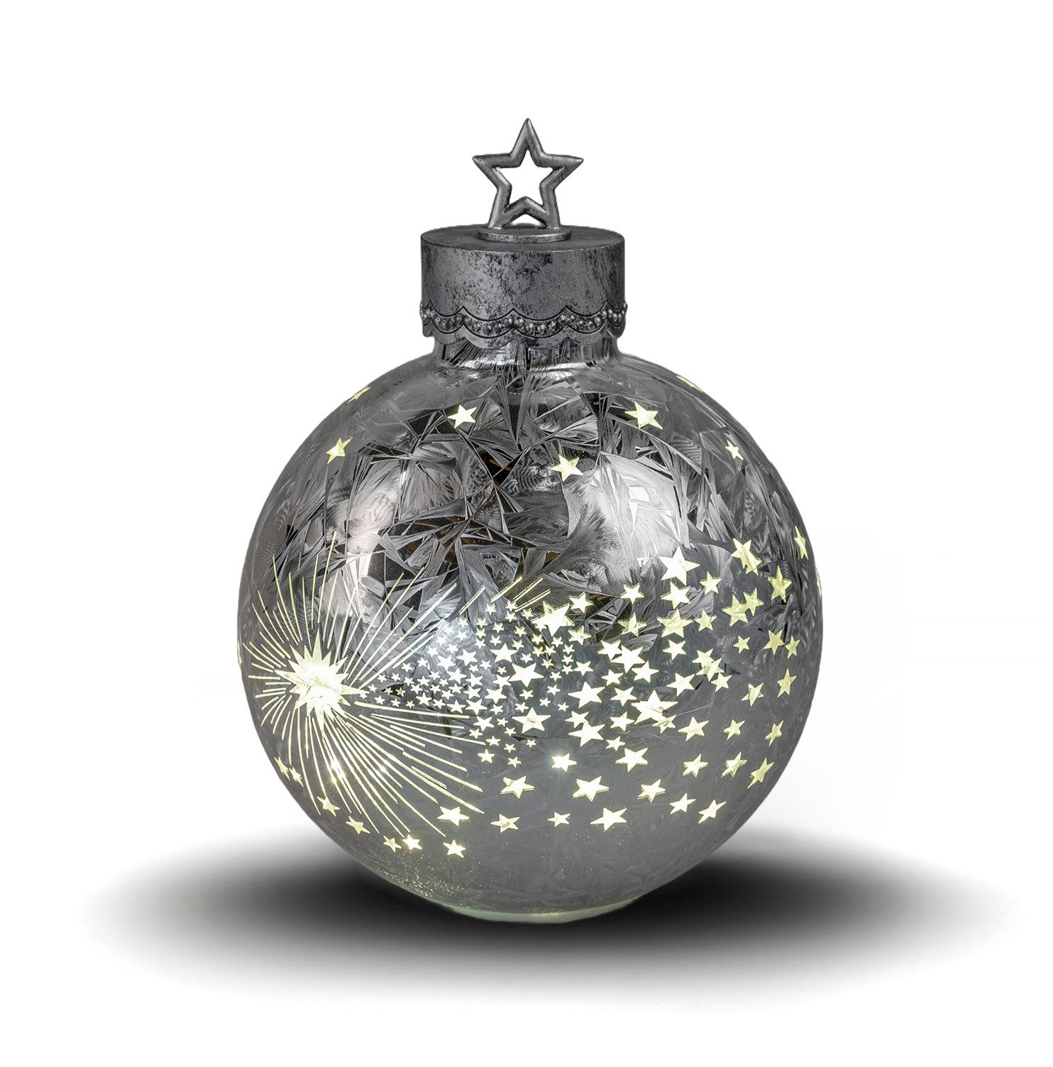formano Dekofigur Deko-Kugel Silber-Frosty 35cm LED Licht Timer Beleuchtete günstig online kaufen