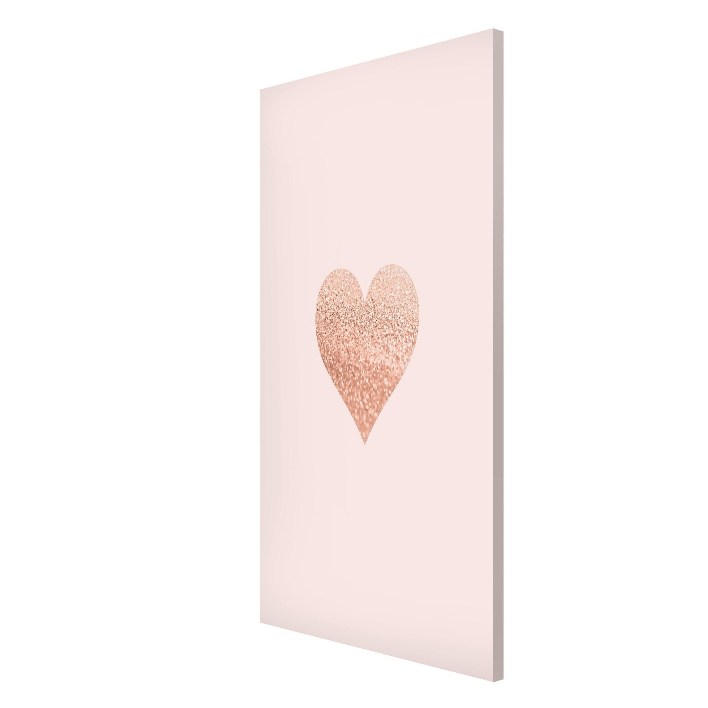 Bilderdepot24 Magnettafel Küche rosa Glitzerndes Herz, (1-tlg., Magnetboard Pinnwand für die Wand - metallische Tafel für Magnete), Magnetwand groß mit Motiv Büro Memoboard magnetisch Hochformat