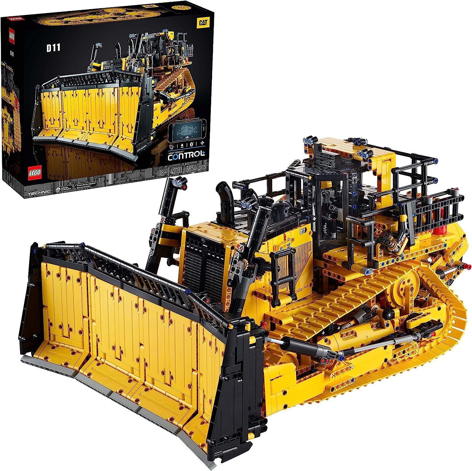 LEGO® Konstruktionsspielsteine Bulldozer Cat D11 Schubraupe Schürfraupe Kettendozer, (3854 St), Baufahrzeug Appgesteuert, ferngesteuert