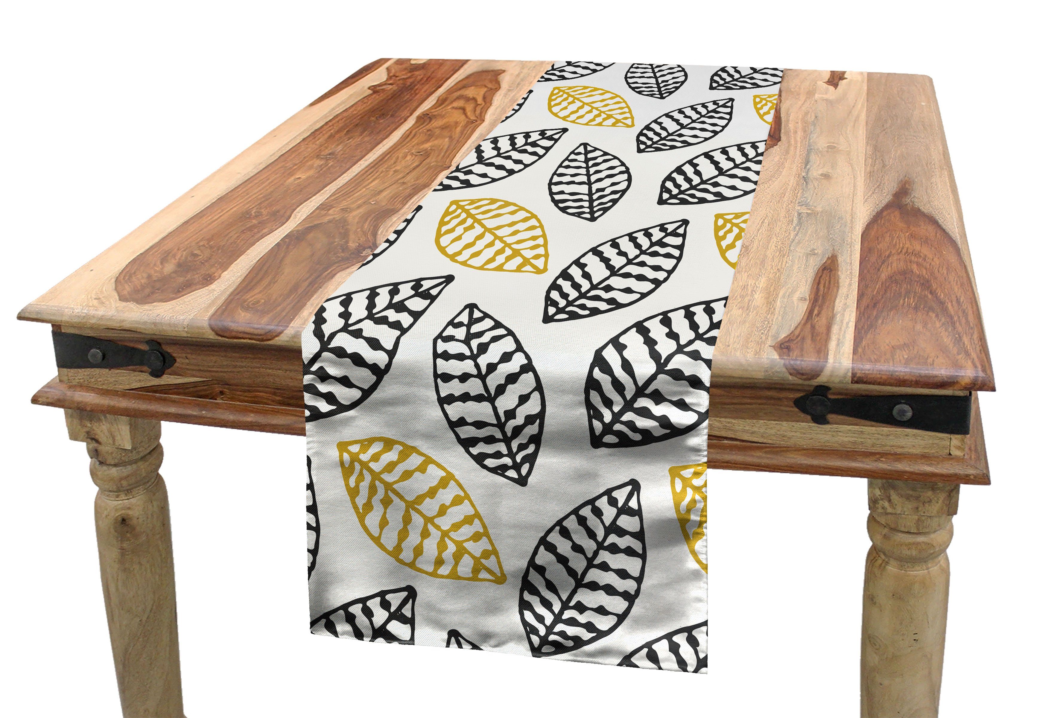 Abakuhaus Tischläufer Esszimmer Küche Rechteckiger Tischläufer, Digital-Blätter-Muster Nicht-gerade weiss Dekorativer