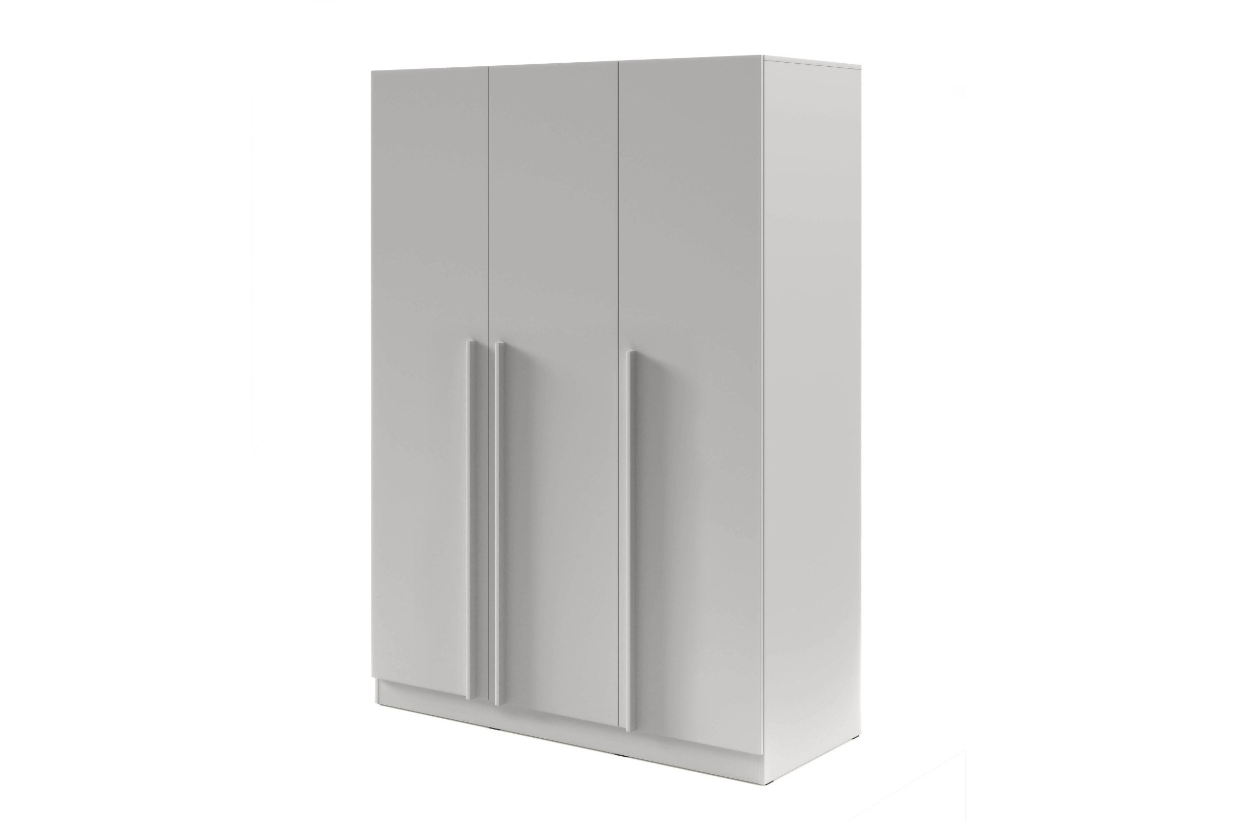 Deine Möbel 24 Kleiderschrank BRISSO BR2 3-türiger Drehtürenschrank, 150 cm breit BRISSO-Kollektion (Set, 1-St., in Platingrau matt, Kaschmir matt, Eiche Cremona) optional mit Schubladen & Aufsatz