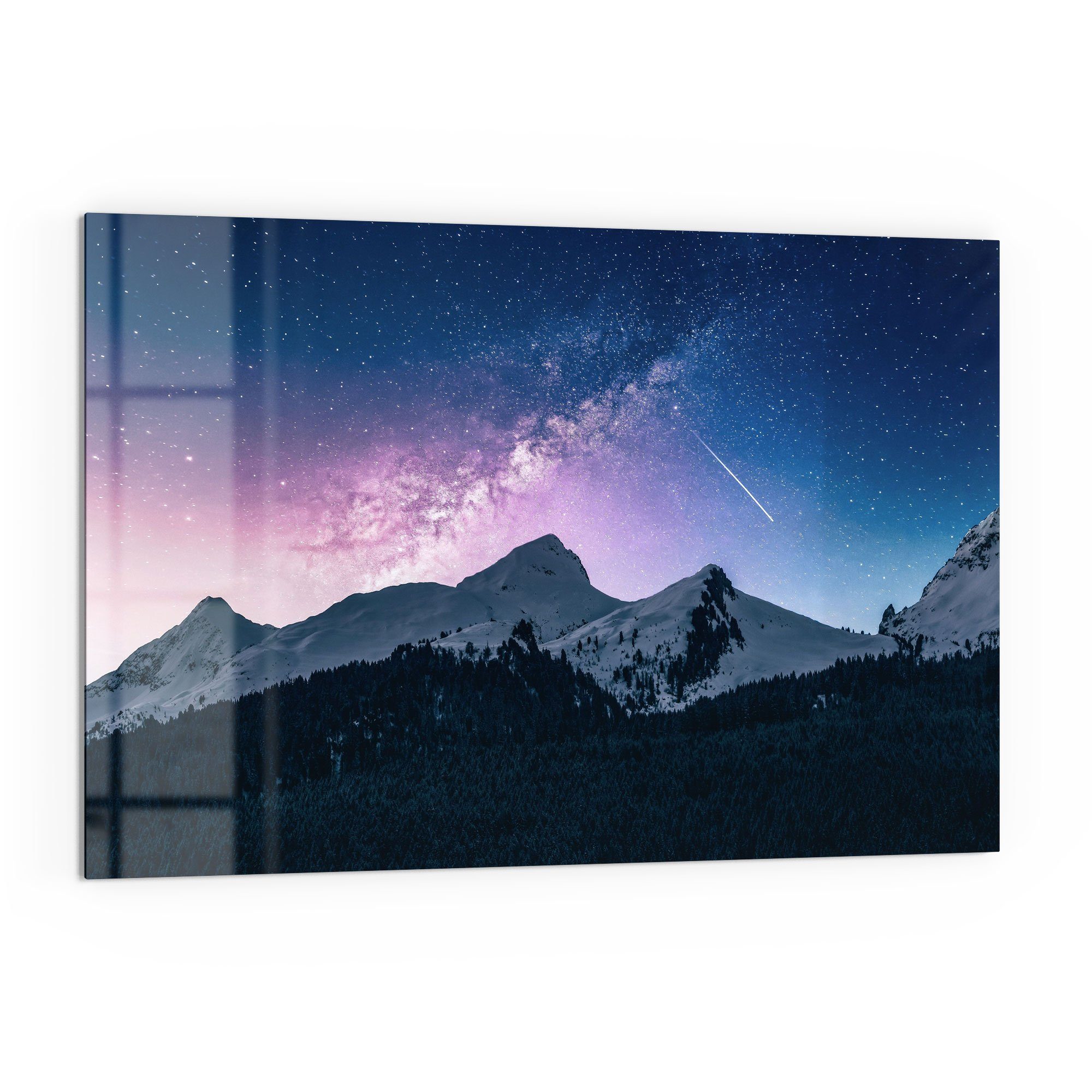 DEQORI Küchenrückwand 'Nachthimmel in den Bergen', Glas Spritzschutz Badrückwand Herdblende