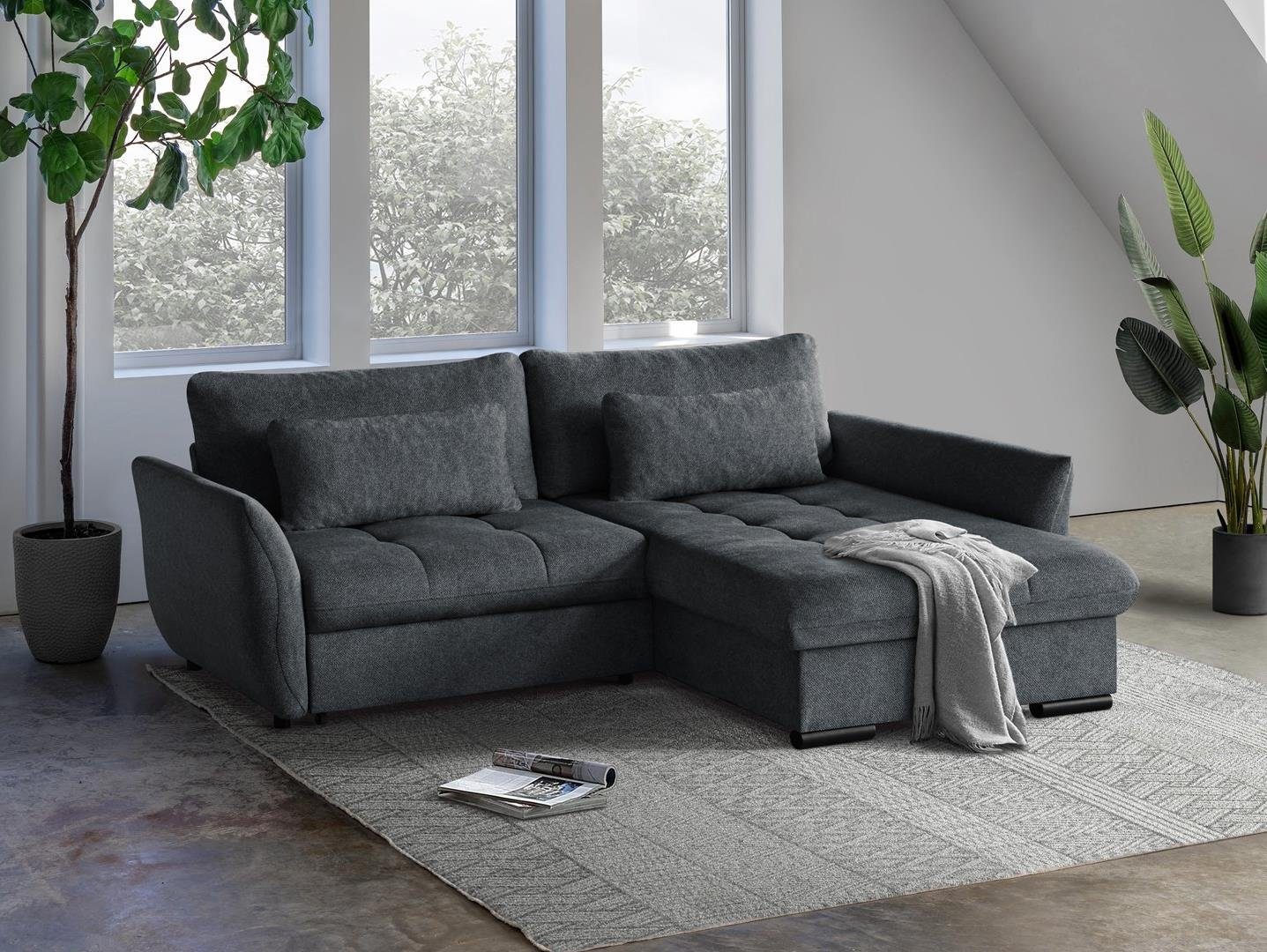 Sofa, cm mit Bettkasten, stilvoll Wohnzimmerecke, 240 Ecksofa 17) Federkern Schwarz inklusive Relaxfunktion, Corner (bubble Caro, mit Beautysofa