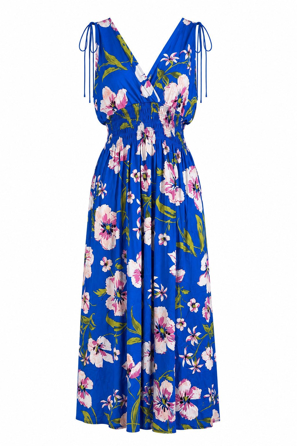 ITALY VIBES Sommerkleid - sommerliches Maxikleid mit Floralem Print und V-Ausschnitt für Damen