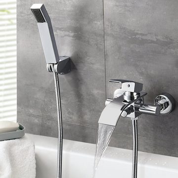 Auralum Brausegarnitur Badewannenarmatur Duschset Wannenarmatur mit Handbrause Bad Armatur, Wasserhahn Duschsystem