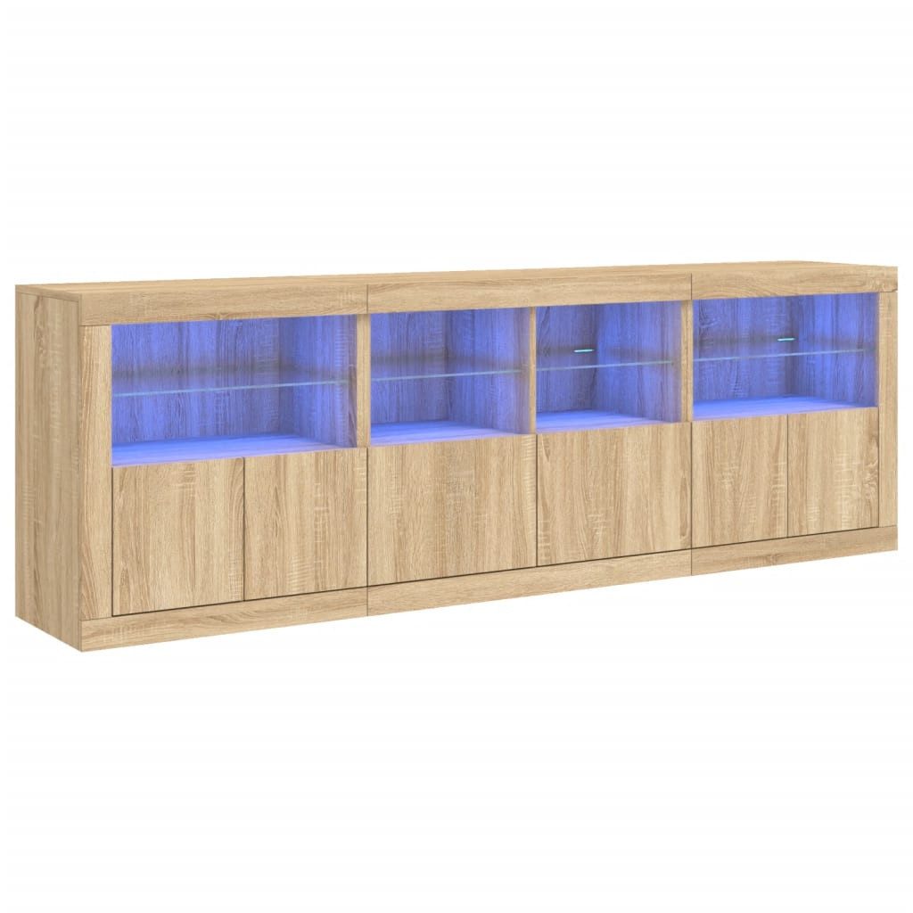 vidaXL Sideboard Sideboard mit LED-Leuchten Sonoma-Eiche 202x37x67 cm (1 St günstig online kaufen