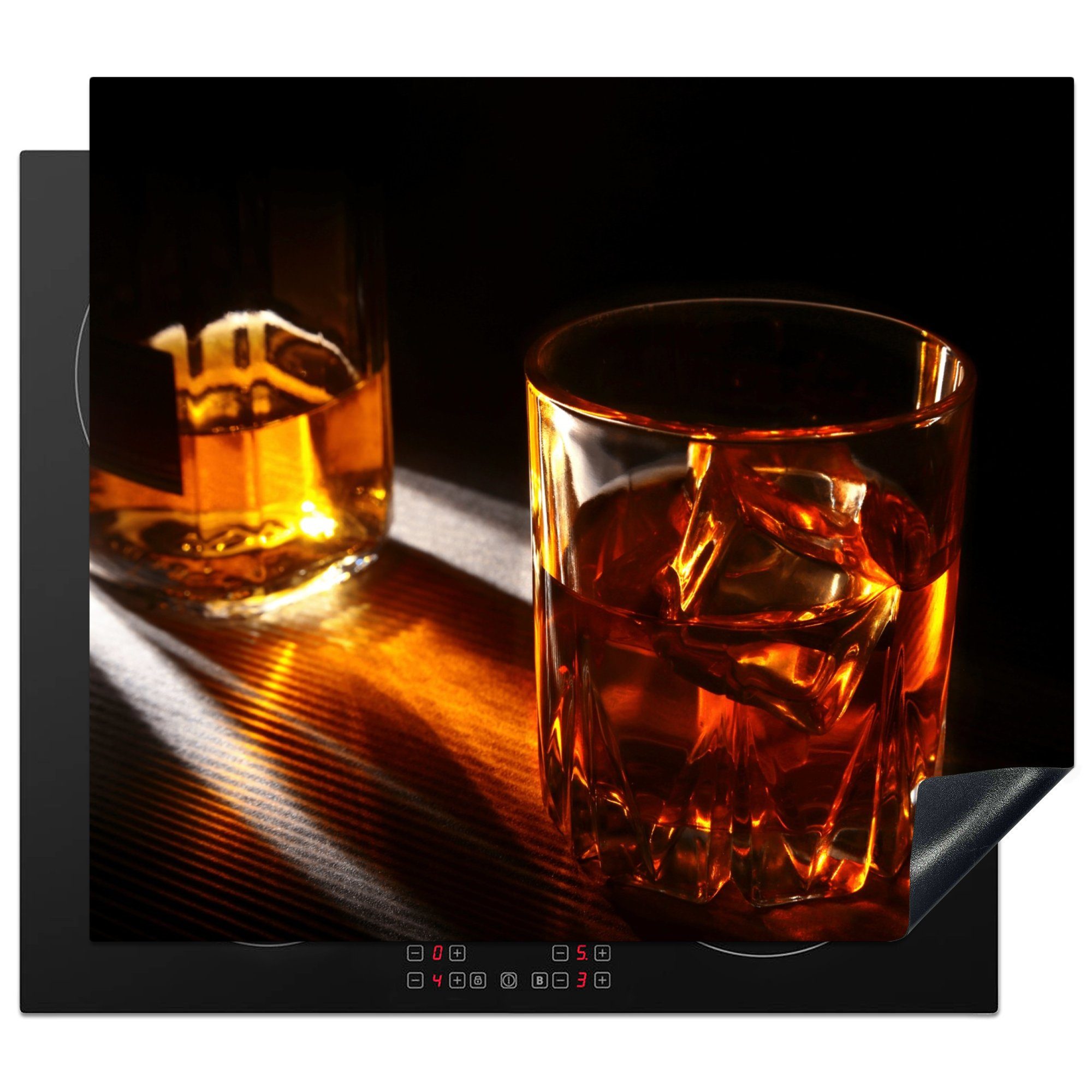 (1 Herdblende-/Abdeckplatte Gläser - Whiskey cm, 57x51 Getränke, Induktionskochfeld, - MuchoWow Ceranfeldabdeckung Induktionsschutz, Vinyl, tlg),