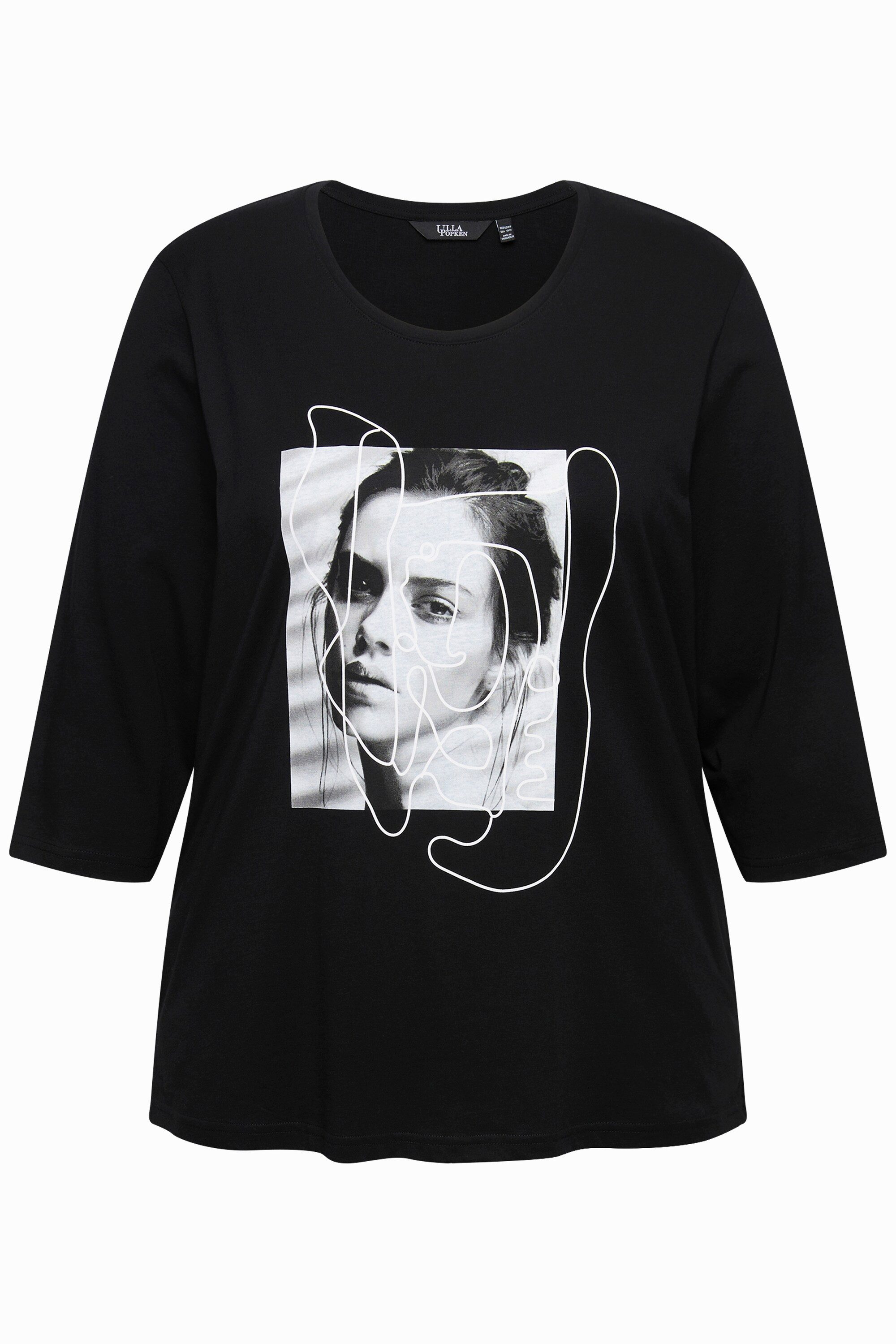 T-Shirt Shirt bedruckt Rundhals 3/4-Arm