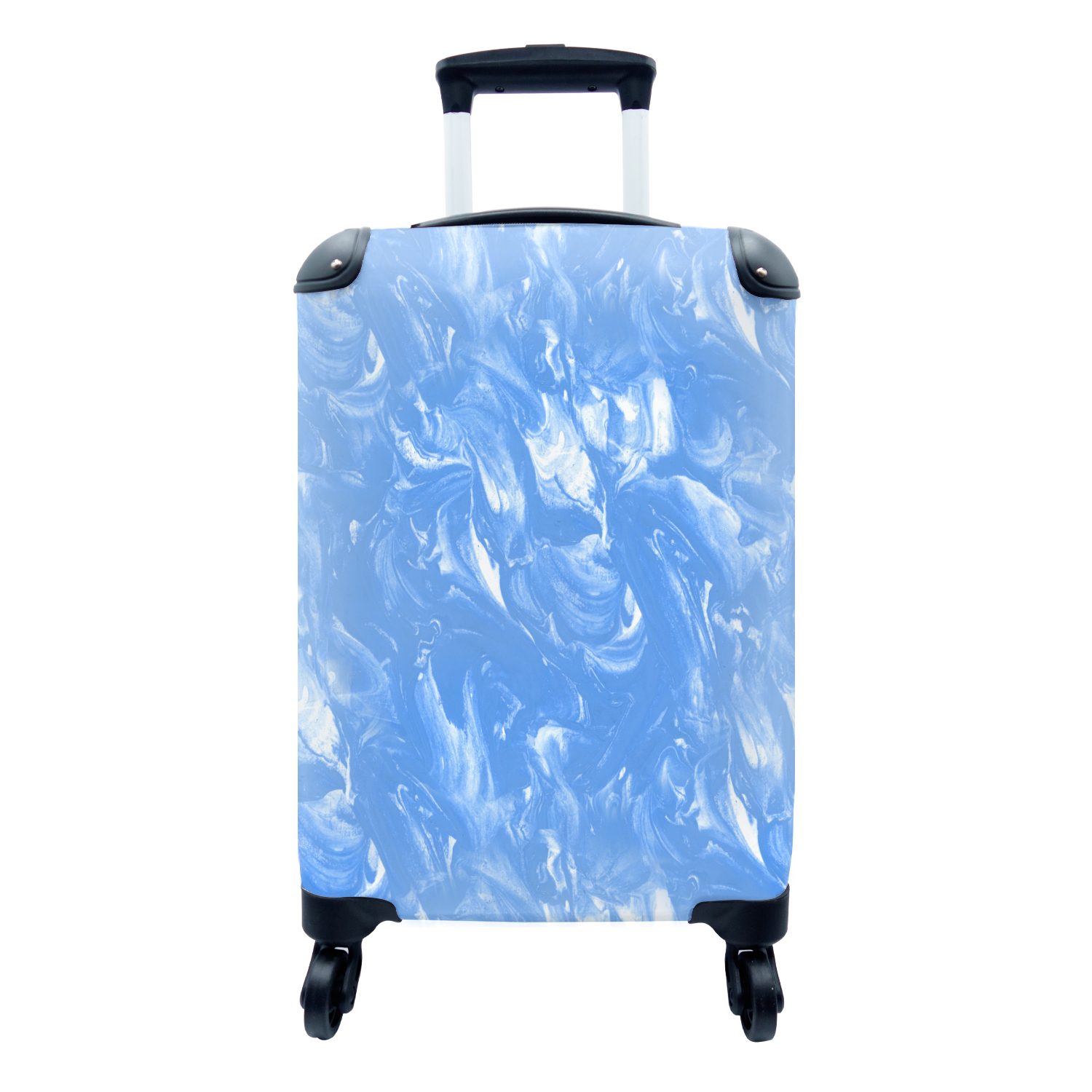 MuchoWow Handgepäckkoffer Marmor - Blau - Muster, 4 Rollen, Reisetasche mit rollen, Handgepäck für Ferien, Trolley, Reisekoffer | Handgepäck-Koffer