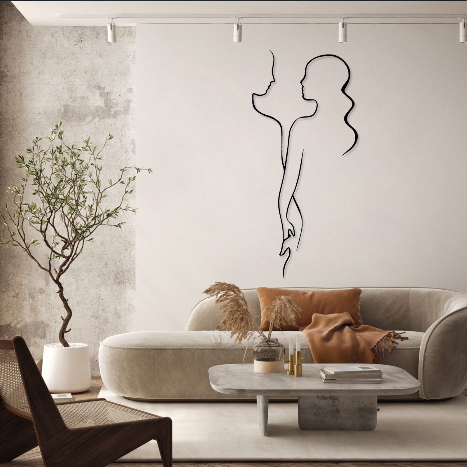 Jumpeak Wanddekoobjekt Paar Hält Hände Wanddekoration, Liebe Silhouette,Abstrakte,Strichkunst, Metall,4 Farben, 4 Größen, Eleganz, …