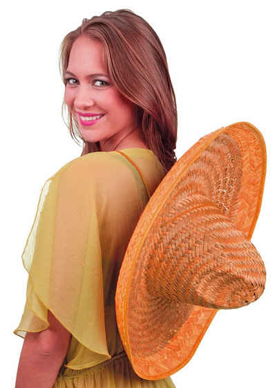 Funny Fashion Kostüm Sombrero Ø 50 cm, Hut zum Mexiko Kostüm - Orange