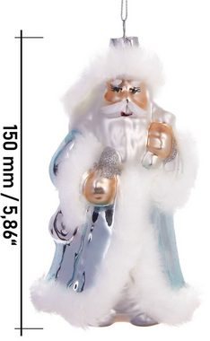 BRUBAKER Christbaumschmuck Mundgeblasene Baumkugel Weihnachtsmann, strahlende Weihnachtsdekoration aus Glas, handbemalt - Lustige Weihnachtskugel 15 cm