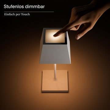 SIGOR LED Tischleuchte Tischleuchte NUINDIE Mini Graphitgrau eckig, Dimmbar, 1 LED Platine, 2700