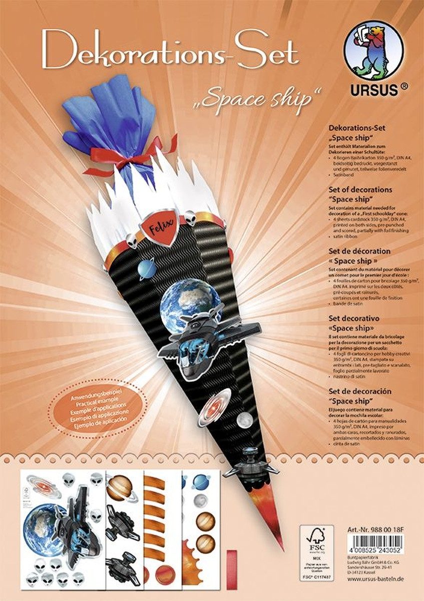 Ursus - Ludwig Bähr Schultüte Deko-Set für Шкільні ранці easy line Spaceship