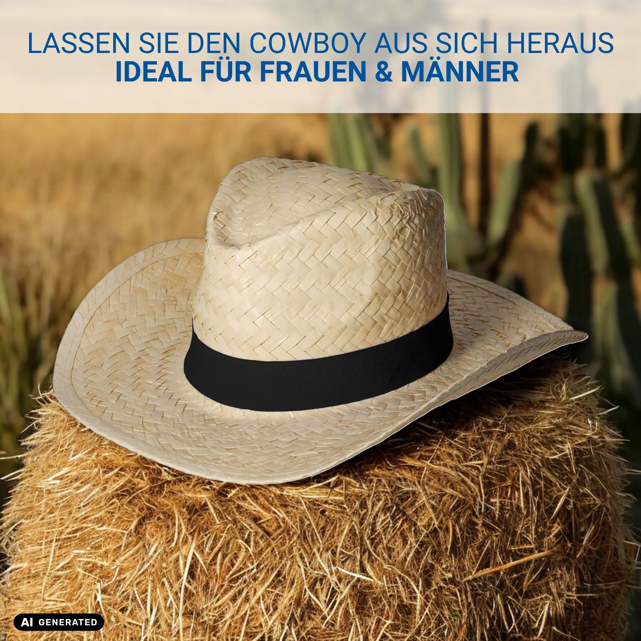 elasto Schirmmütze Strohhut 'Texas' Unisex Sonnenhut für Damen und Herren – Bild 5 von 5