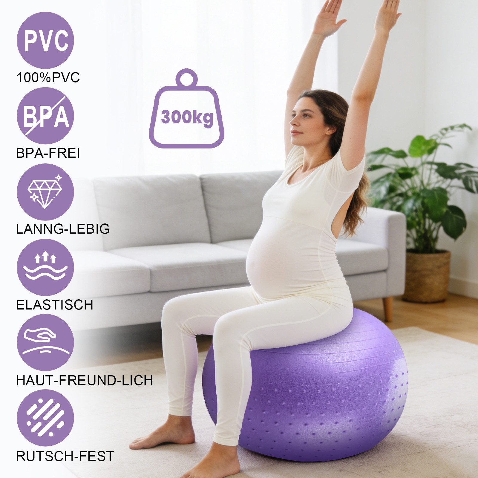 CkeyiN Pro Gymnastikball Rutschfest,Pilates Ball,Gratis 25 cm Yogaball (Set, Belastbar, 2 Größen verfügbar), für Schwangerschaft, Fitness, Gleichgewicht, Training,Physiotherapie