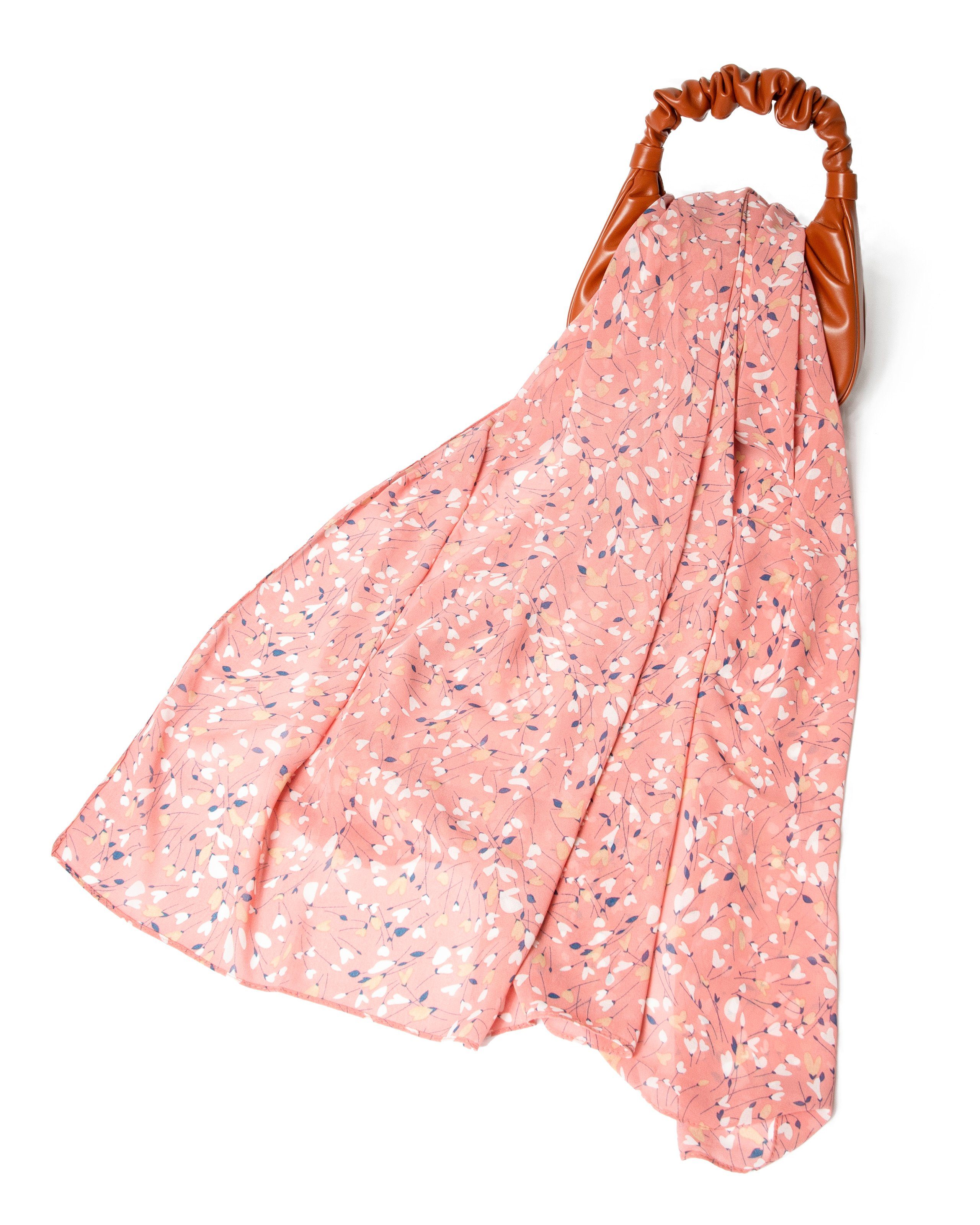 Chiffon Damen ganzjä, Millefleurs Sommer Frühling pink MayTree 1-St), leichter Chiffonschal 70x180, Modeschal nelke (Stück,