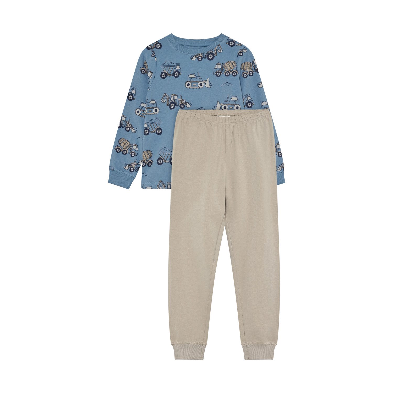 Minymo Schlafanzug Jungen Schlafanzug lang Baumwolle Pyjama Set Fahrzeuge