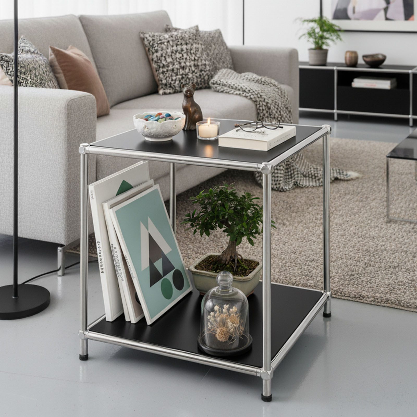 Floordirekt Standregal Concept Epure MK-012 Metallregal, B40 × T40 × H46 cm, diverse Farben, modular, Beistelltisch mit offenen Ablagen, verchromtes Metallgeste – Bild 2 von 5