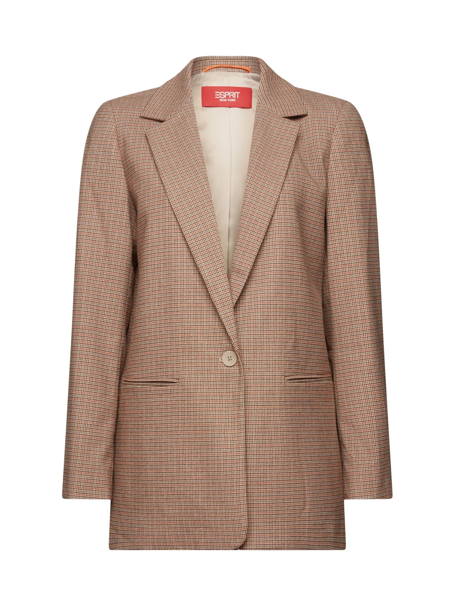 Esprit Kurzblazer Karierter Blazer mit Einzelknopf