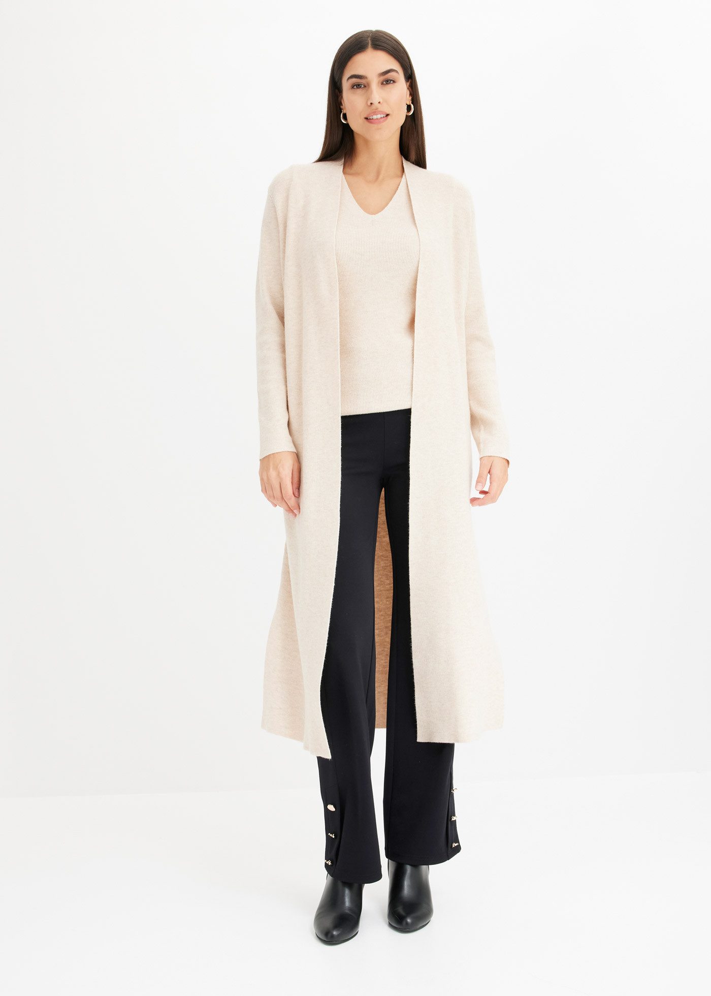 bonprix Longstrickjacke (1-tlg) Oversize-Passform, eleganter Stil, ohne Verschluss