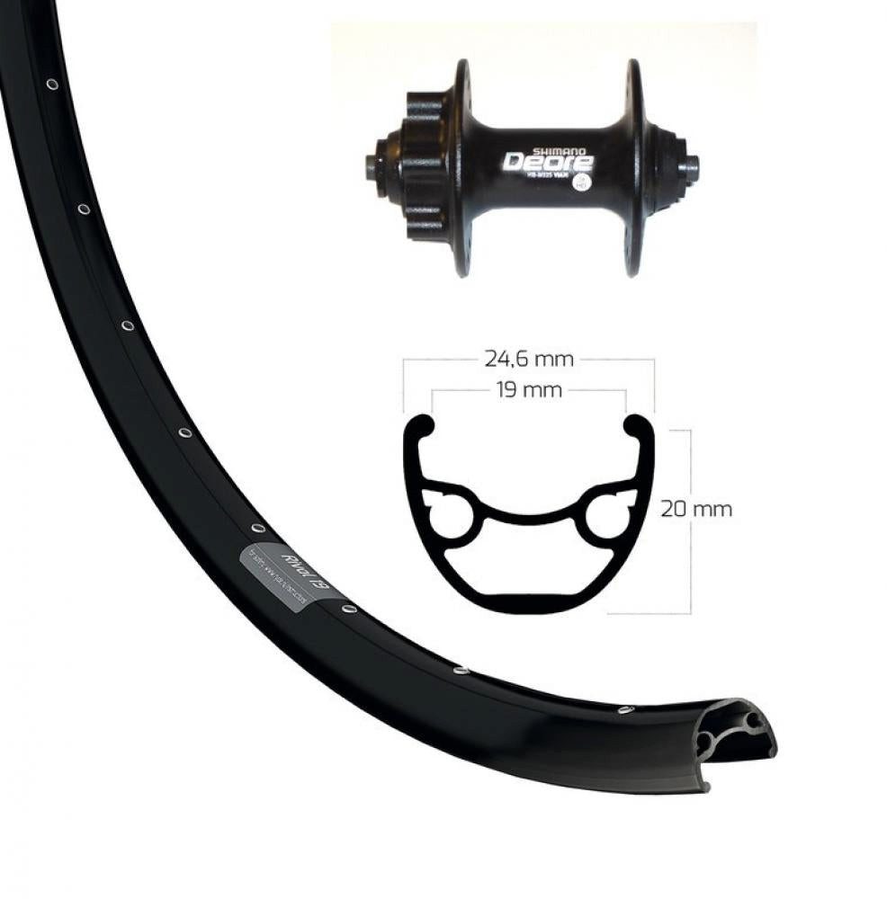 BikeParts Laufrad Bike-Parts Laufrad, Vorderrad 29 Zoll Deore 6-Loch schwarz Schnellspann
