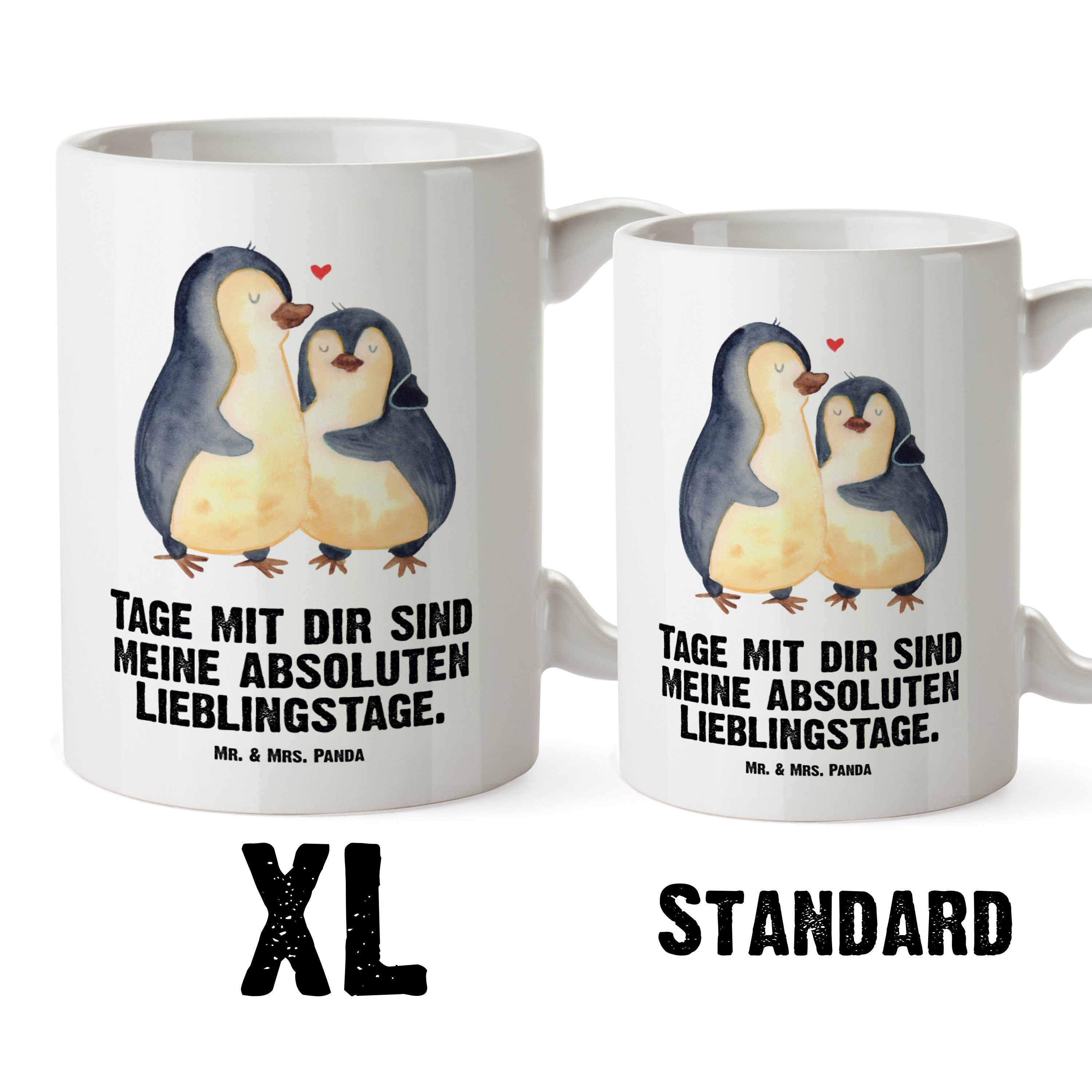 Tasse & Weiß Keramik umarmend Kaffeetasse, Tasse, Grosse Jumbo Mr. - Mrs. Geschenk, Tasse Pinguin XL - Panda